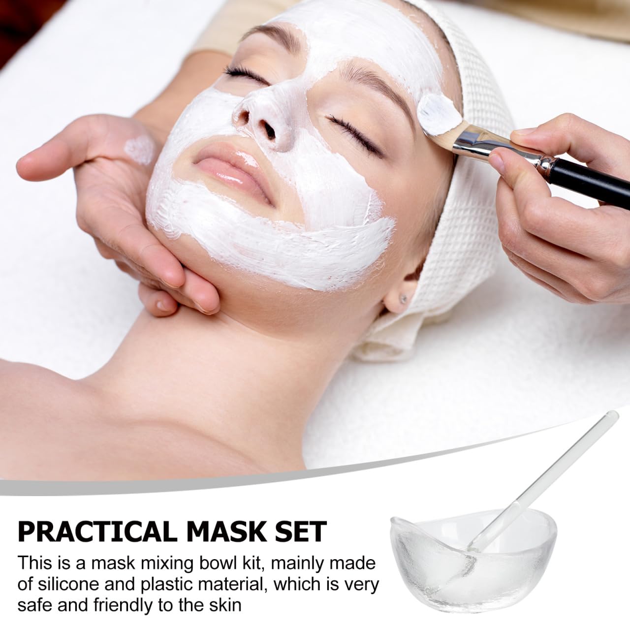 COOLHIYA Face Mask Mixing Bowl Set Glass Facial Mask Mixing Bowl with Spoon Facial Masking Applicator Brushes Kit For Skin Car Spatula Spoon Brush Applicator Face Esthetician Supplies for Women