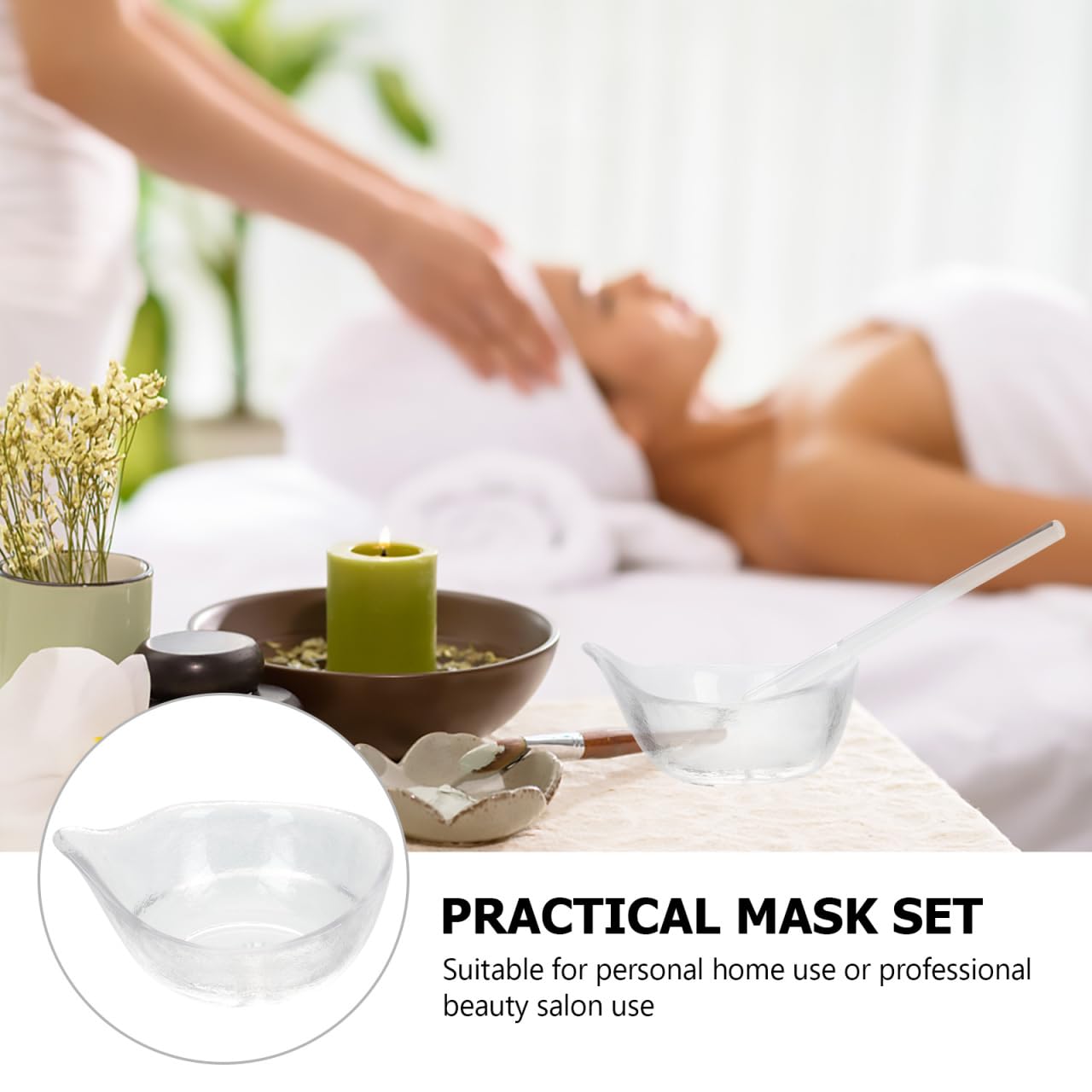 COOLHIYA Face Mask Mixing Bowl Set Glass Facial Mask Mixing Bowl with Spoon Facial Masking Applicator Brushes Kit For Skin Car Spatula Spoon Brush Applicator Face Esthetician Supplies for Women