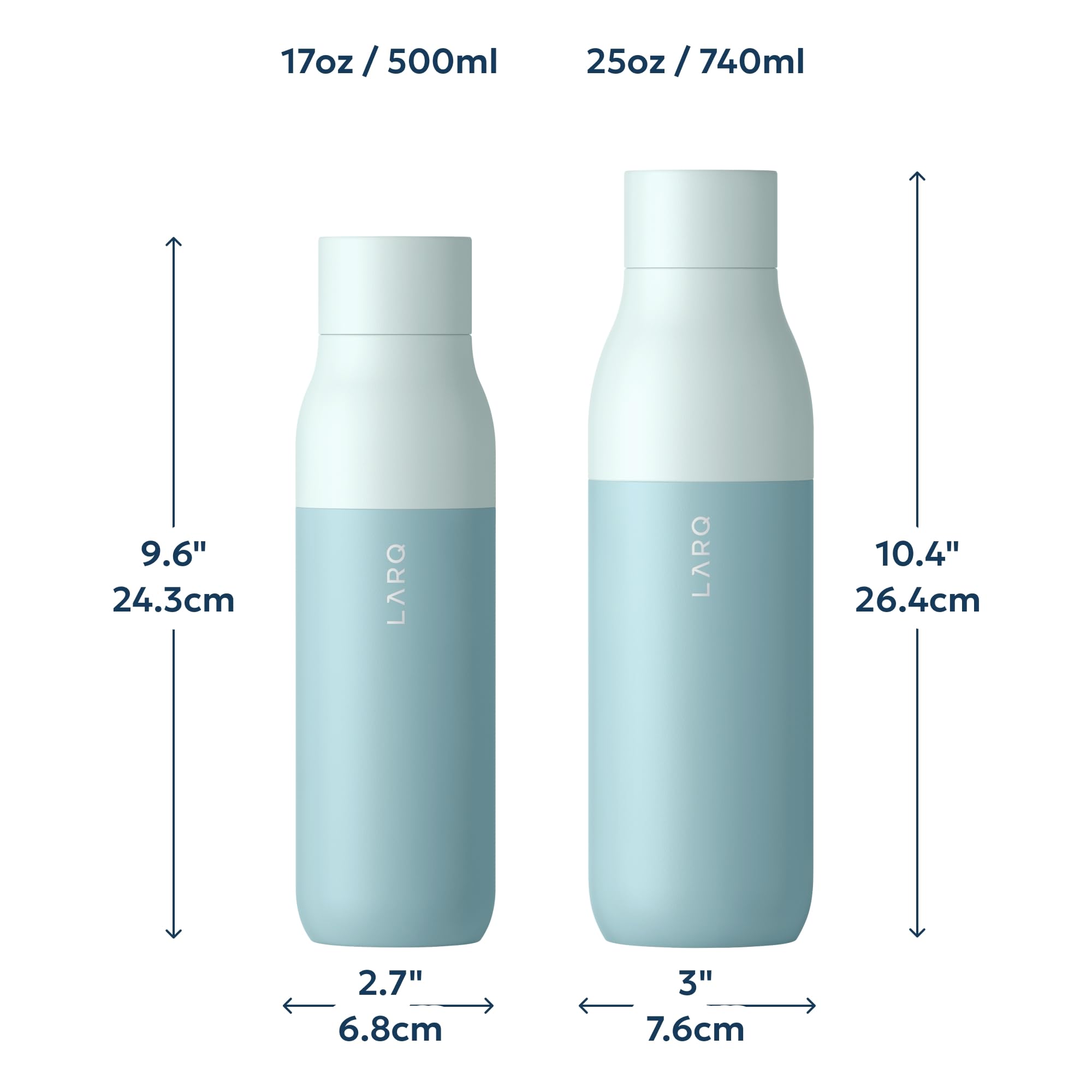 LARQ Bottle Twist Top 17 oz - Insulated Stainless Steel Water Bottle | BPA Free | Reusable Water Bottle for Camping, Office, and Travel | Keep Drinks Cold and Hot, Seaside Mint
