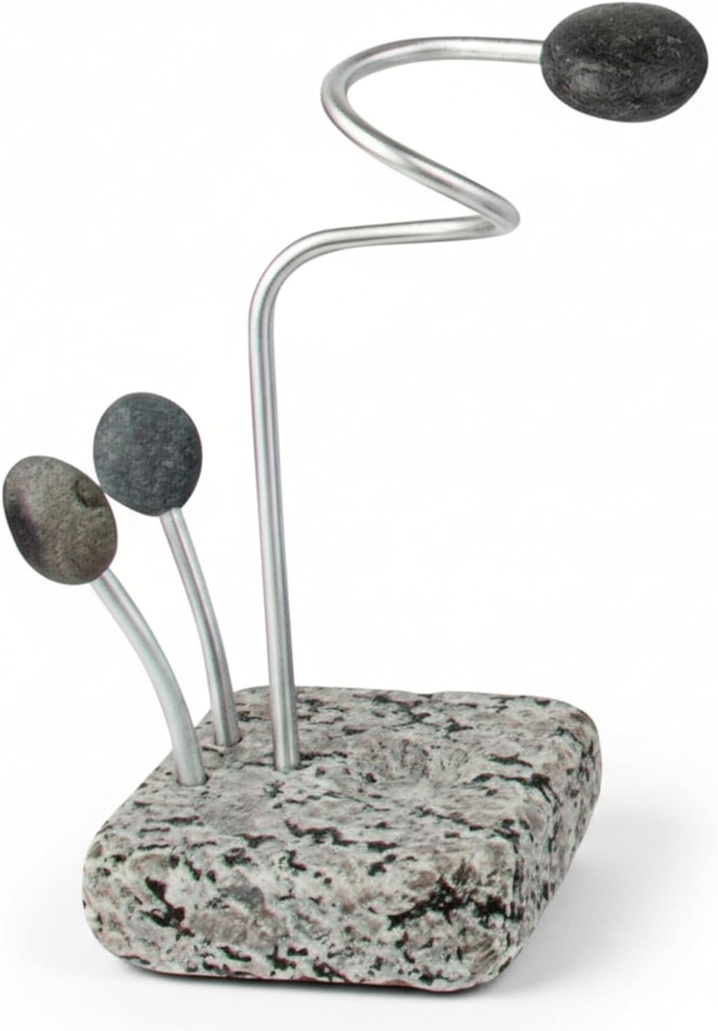 Sea Stones Splash Sponge and Brush Holder - Heavy Granite Base Kitchen Sink Caddy - Eco-Friendly Handmade Granite and Aluminium Organizer - One-Handed Grab & Quick-Dry Design - Made in USA