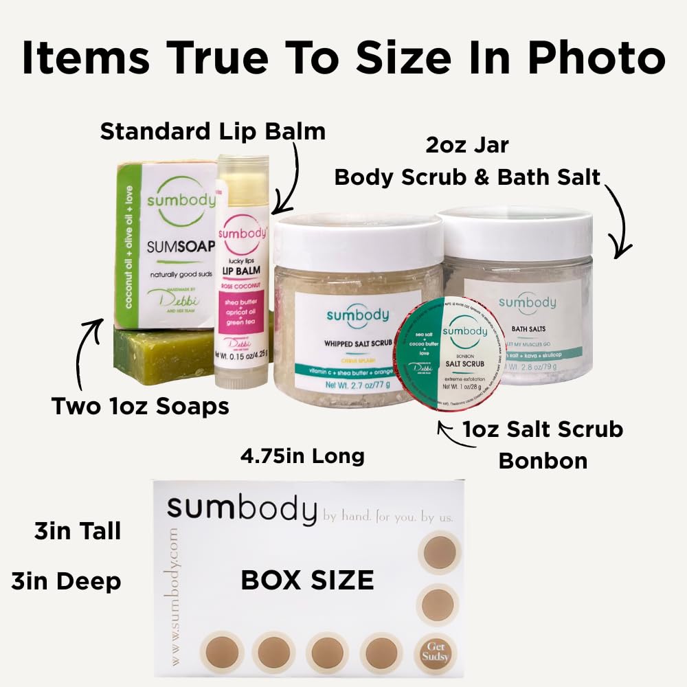 Sumbody USA Made Mini Self Care Gift Set - (6pcs) Men, Women, Teens, All Natural Aromatherapy Body Care Set Skin Care Box, Spa Baskets, Relaxation, Pampering, Christmas Holiday Appreciation Gifts