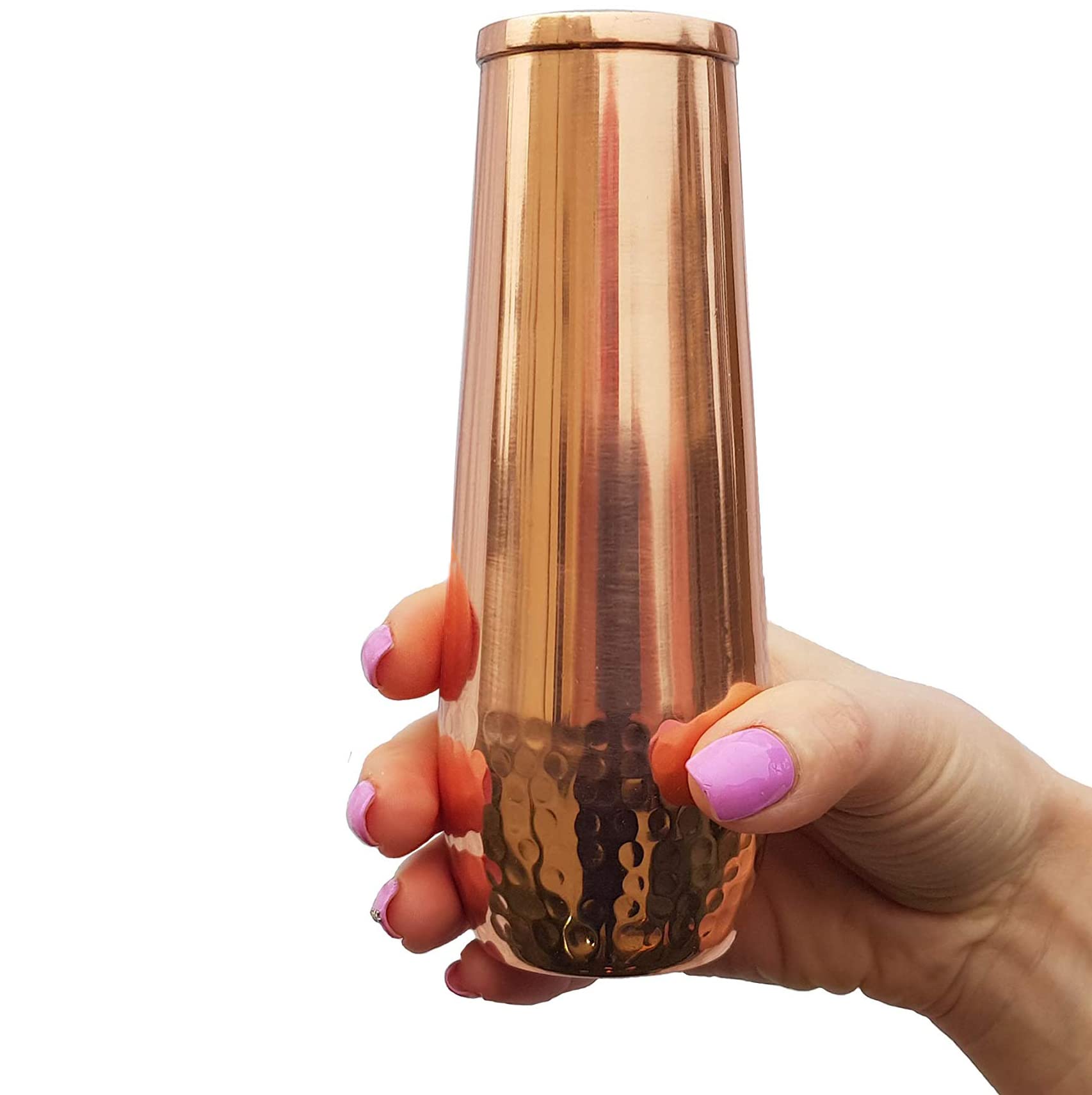 Copper flutes set of 4 - stemless shatterproof champagne flutes of solid copper - Moscow mule copper flute - 7th Copper Wedding