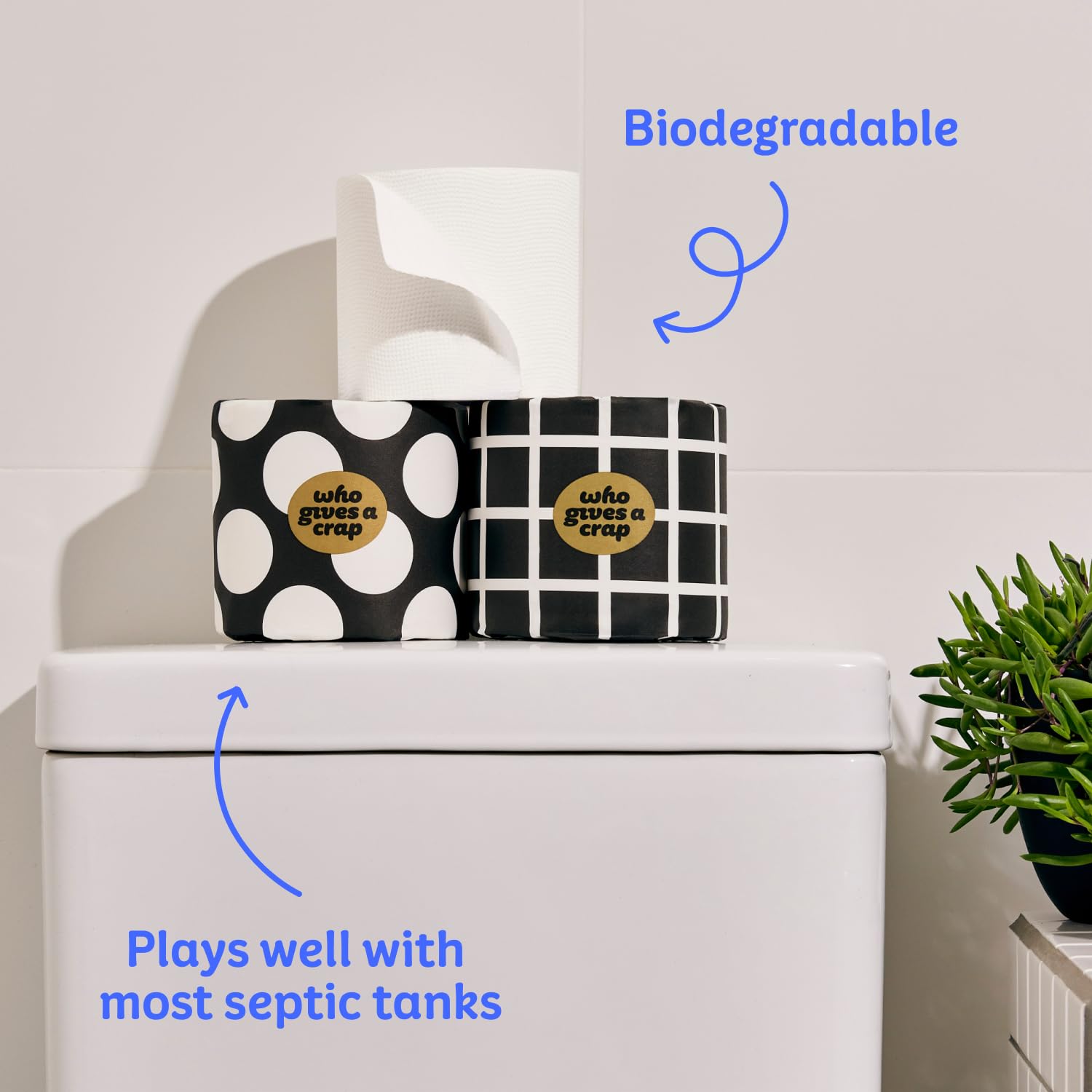 Who Gives A Crap 100% Bamboo Toilet Paper, 24 Rolls, 3 Ply, 330 Sheets, Long, Strong & Soft Toilet Tissue, Renewable, Tree Free Bathroom Tissue Made with Bamboo Fibers