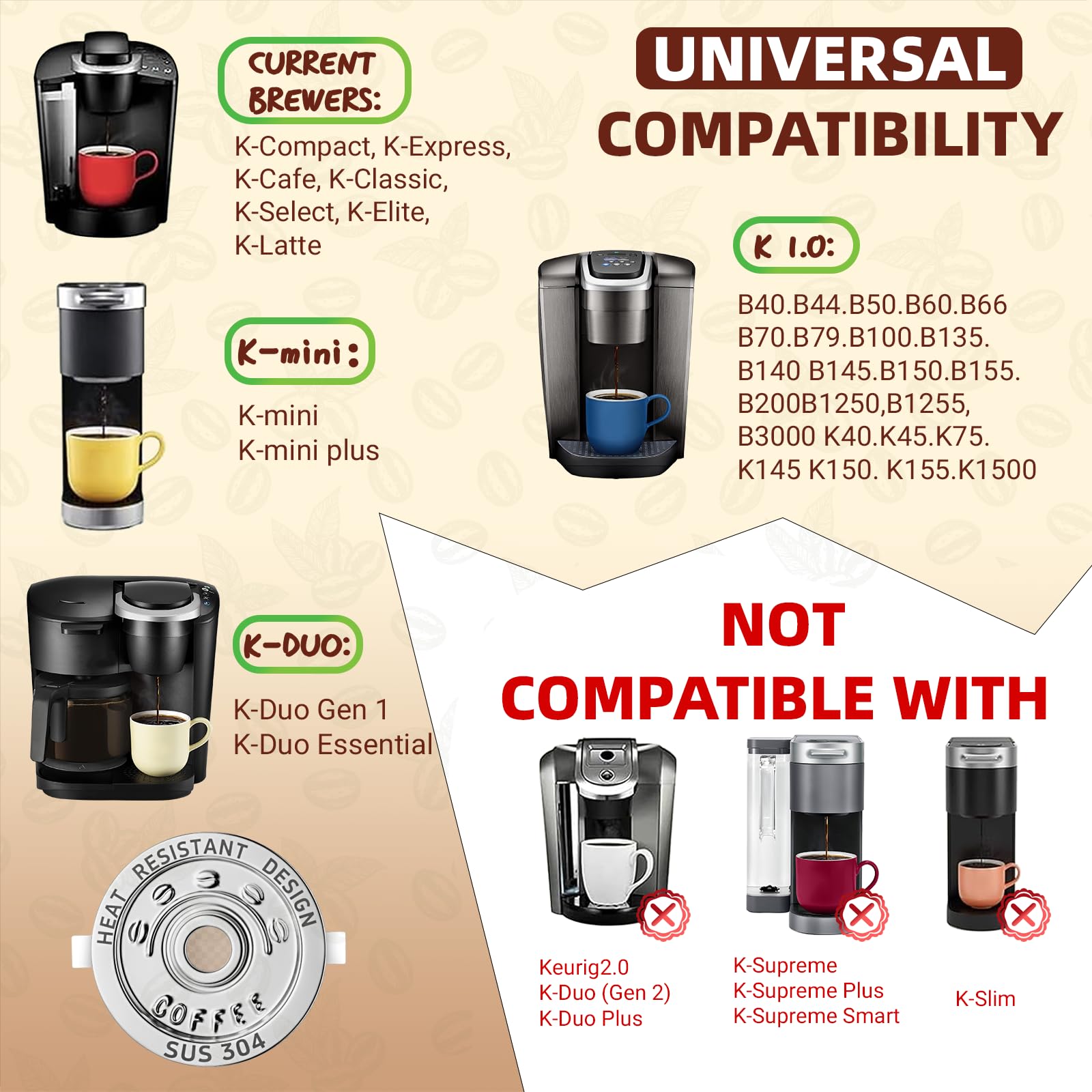 4 Pack Reusable K Cups Coffee Pods for Keurig 1.0: Stainless Steel Reusable Coffee Pods for Keurig Coffee Pods Reusable, BPA-Free, SUS 304, Scoop, Heat Resistant Handles