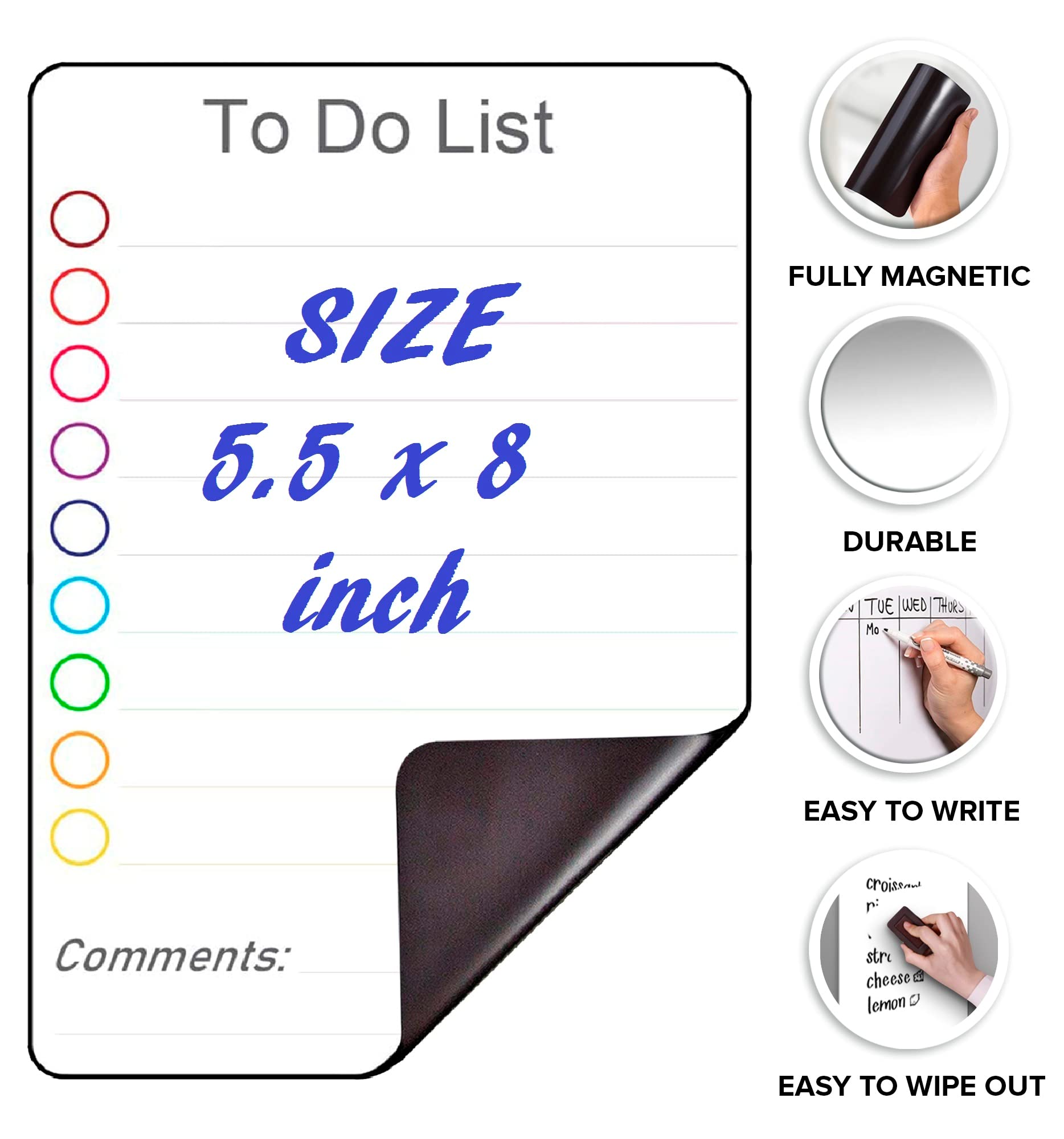 Small Magnetic to Do List for Locker 5x7 - Dry Erase Magnetic to Do List for Fridge - Magnet to Do List for Refrigerator - Mini Lined Magnetics Whiteboard for Locker - Daily to Do List Checklist