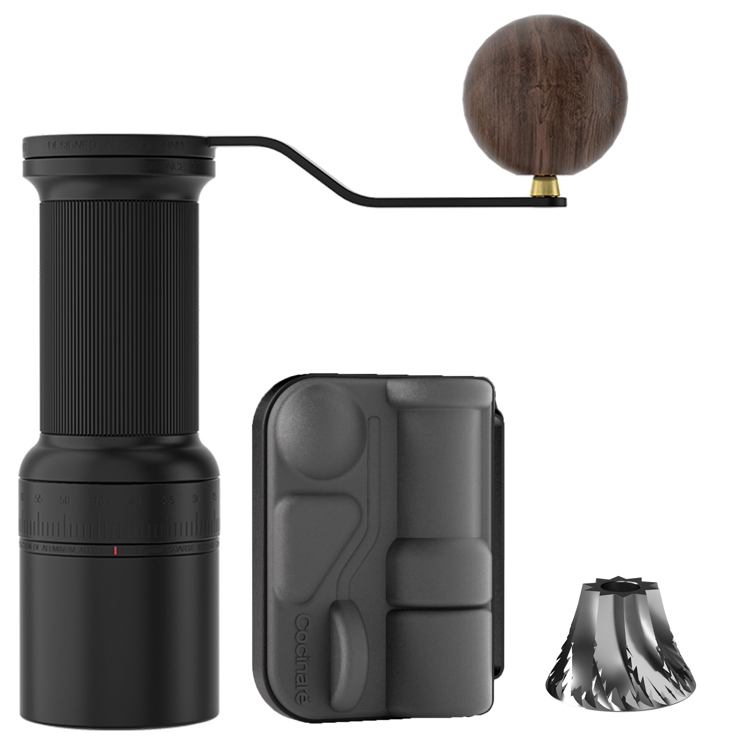 Cocinare ESSENCE GO B38 Ultra Manual Coffee Grinder – with Carrying Case Hand Grinder Capacity 30g, GhostEdge Ultra Burr & 80 Grind Settings, Perfect for Pour-over, Espresso, Cold Brew (Black)