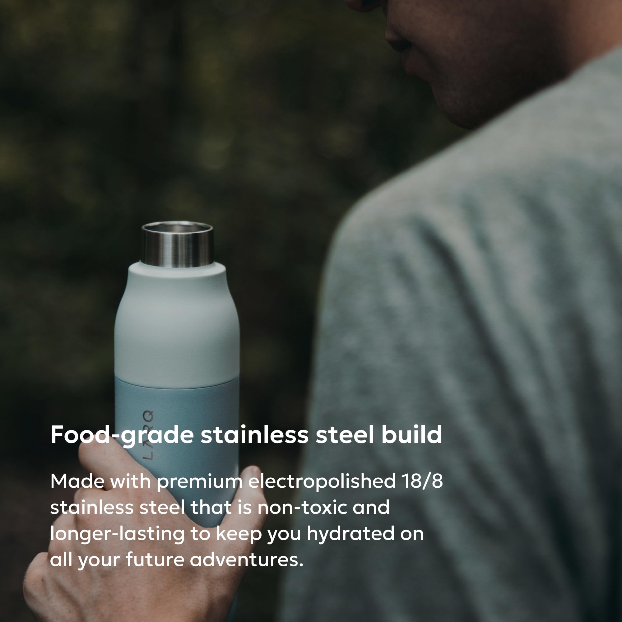 LARQ Bottle Twist Top 17 oz - Insulated Stainless Steel Water Bottle | BPA Free | Reusable Water Bottle for Camping, Office, and Travel | Keep Drinks Cold and Hot, Seaside Mint