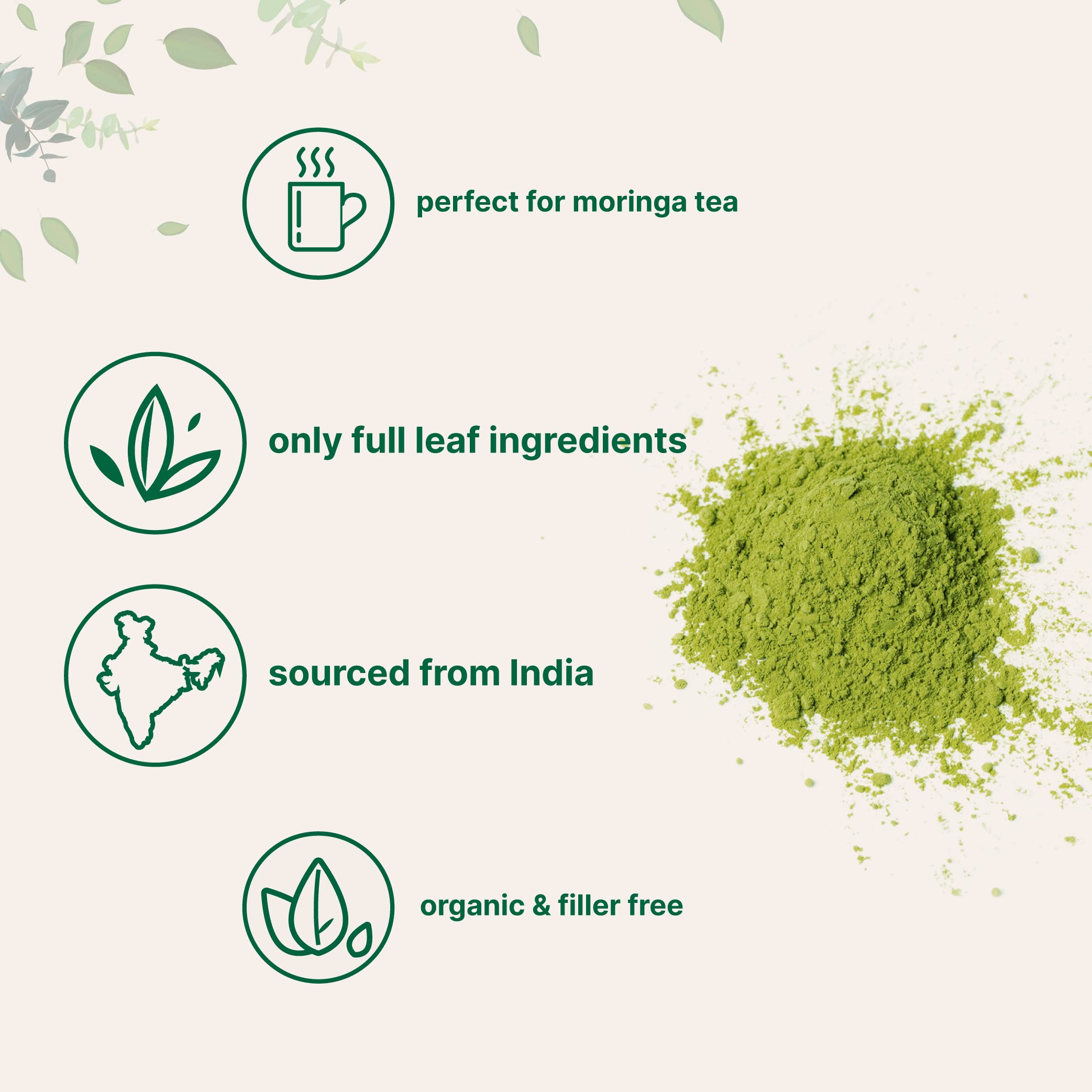 Micro Ingredients Organic Moringa Oleifera Leaf Powder, 2 Pound | Rich in Antioxidants & Immune Vitamins | Pure Leaves Without Stems | Great Superfoods for Tea or Drink | India Grown, Vegan