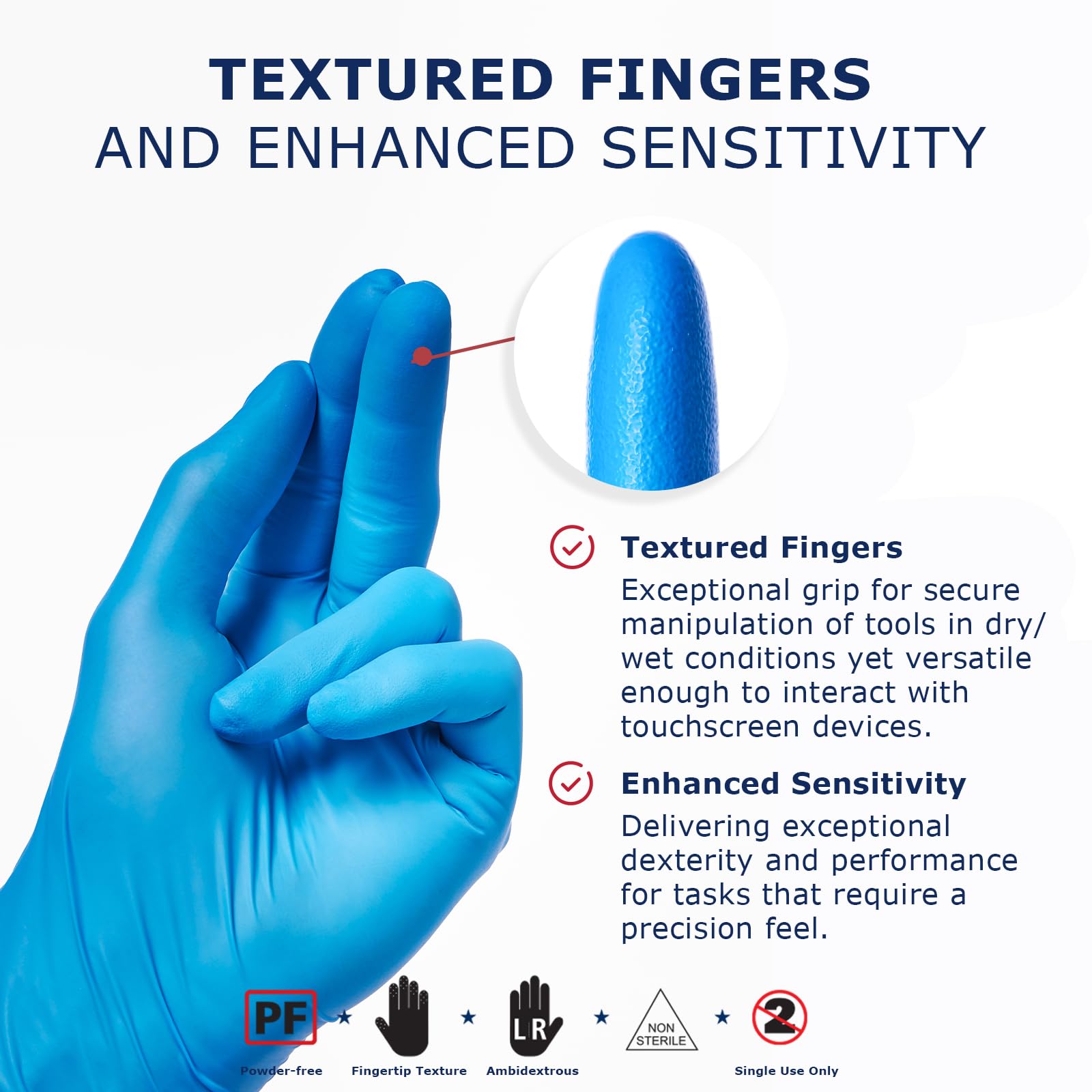 American Nitrile – Slate Powder Free Nitrile Gloves – Latex Free Disposable Gloves – Medical, Mechanic, Esthetician, Tattoo Artist– Made in the USA