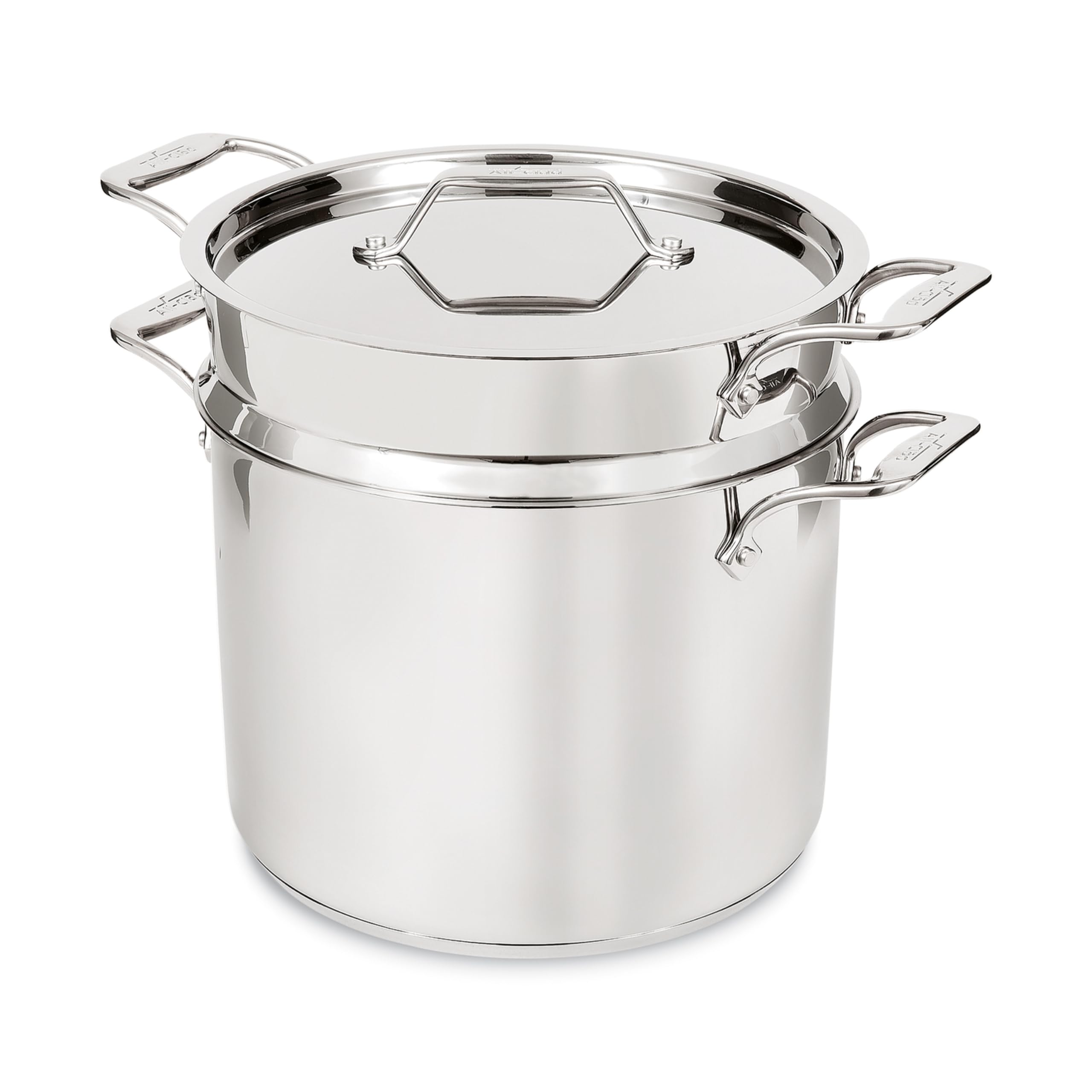 All-Clad Stockpot 12 qt Stainless Steel Multipot With Insert & Lid, Stainless Steel Pot, Induction, Oven Broiler Safe 600F Skillet, Professional Cookware, Silver