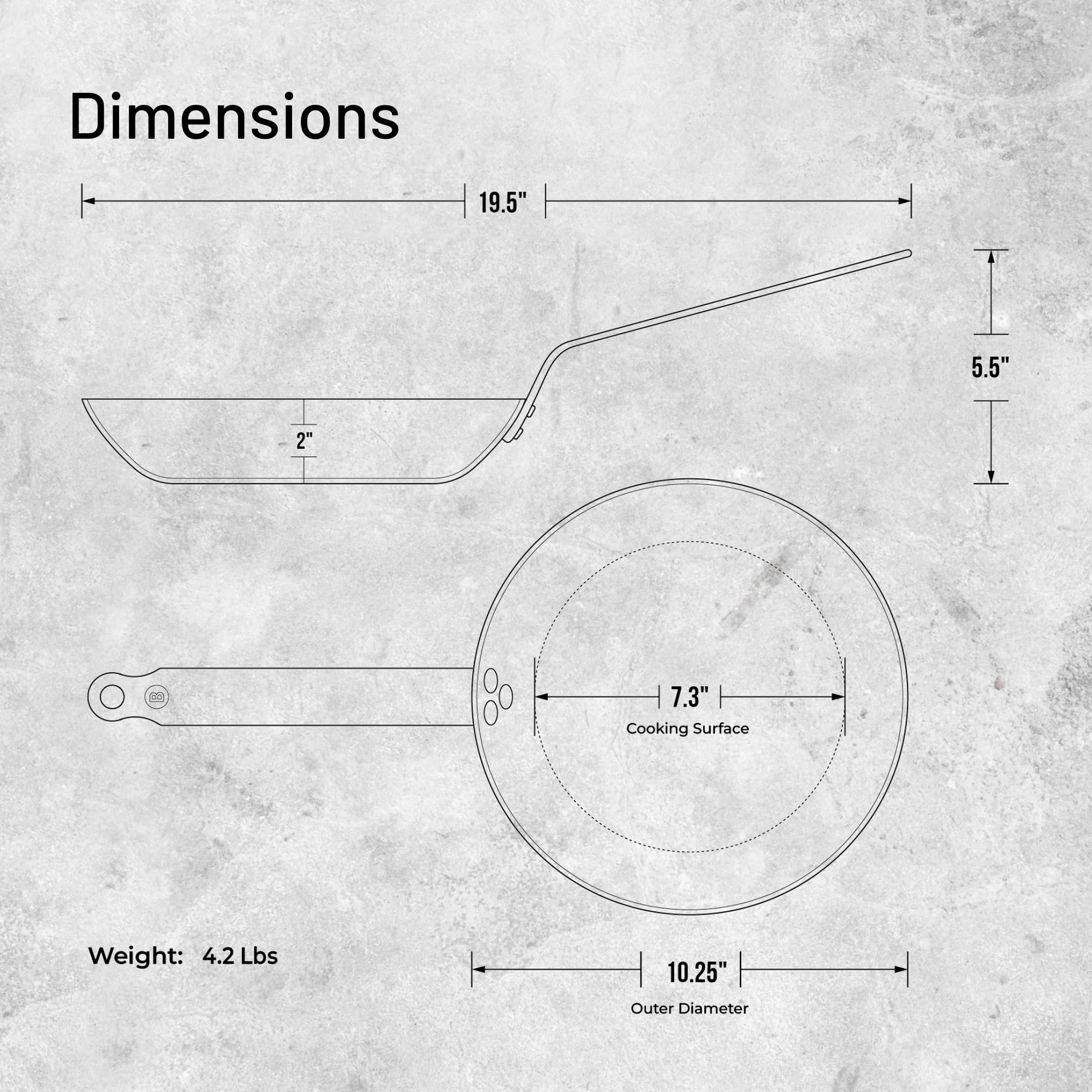 de Buyer MINERAL B Carbon Steel Fry Pan - 10.25” Diameter, 7.3” Cooking Surface - Ideal for Searing, Sauteing & Reheating - Naturally Non-Stick Finish - Made in France