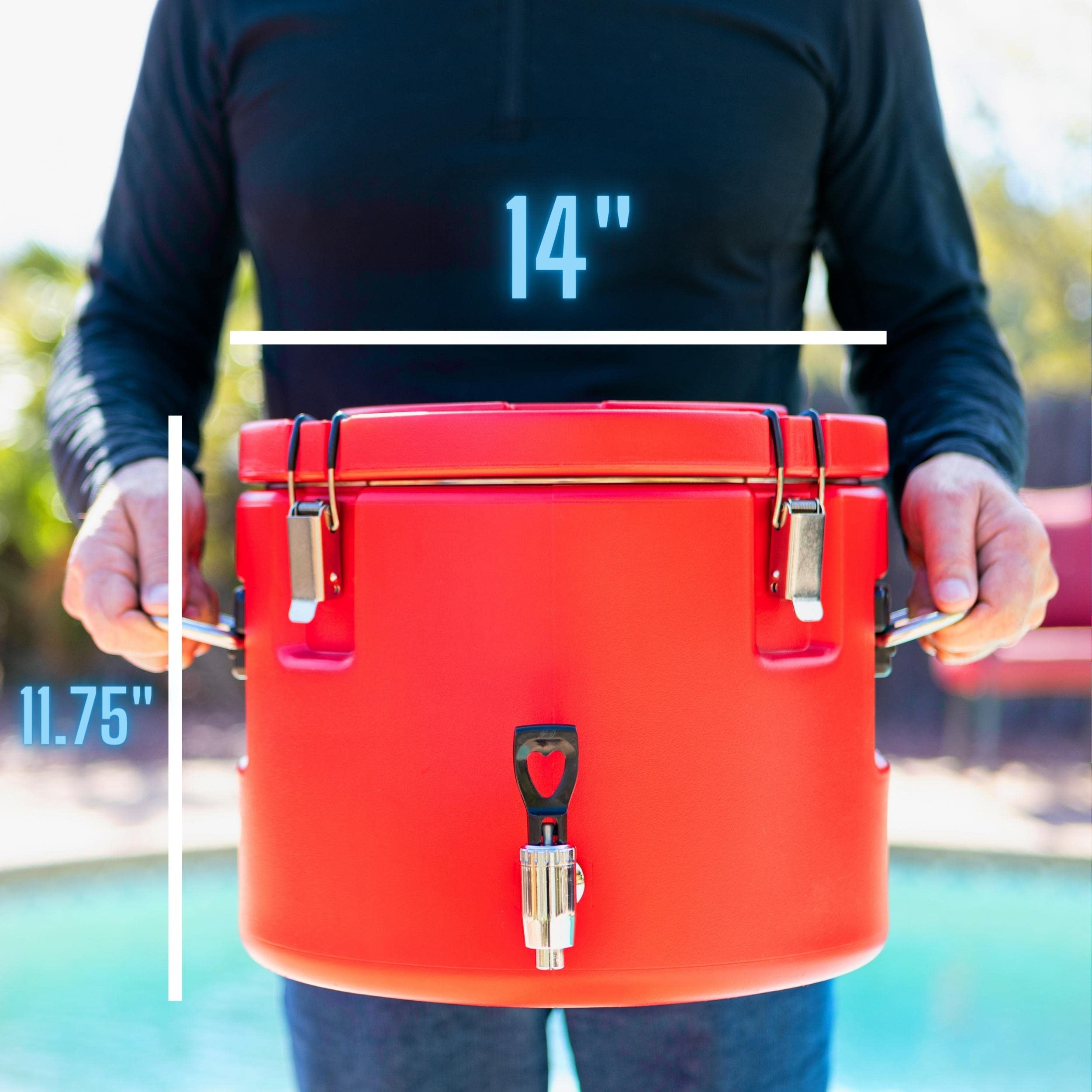 5 Gallon Insulated Beverage Cooler: 5 Gallon Water Dispenser - water dispenser with Stainless Steel Interior and Spout/Spigot, Portable Sports Cooler for Camping, Parties, and Outdoors (Red)