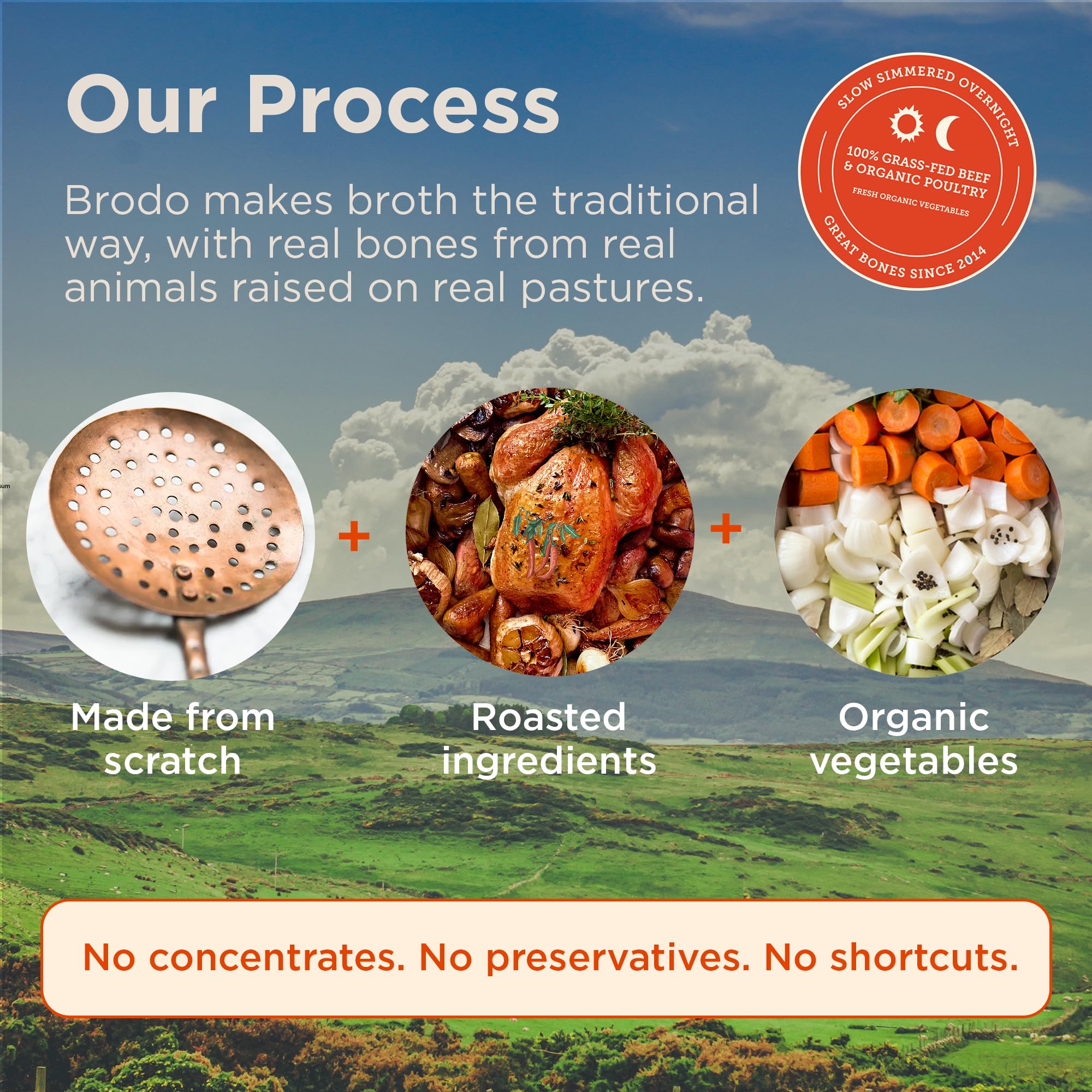 Brodo Organic Chicken Broth | Nutrient Dense, Chef Crafted Bone Broth in Single Serving Pouches | Not Made From Concentrate, No Preservatives (6x 8.3 oz Pouches)
