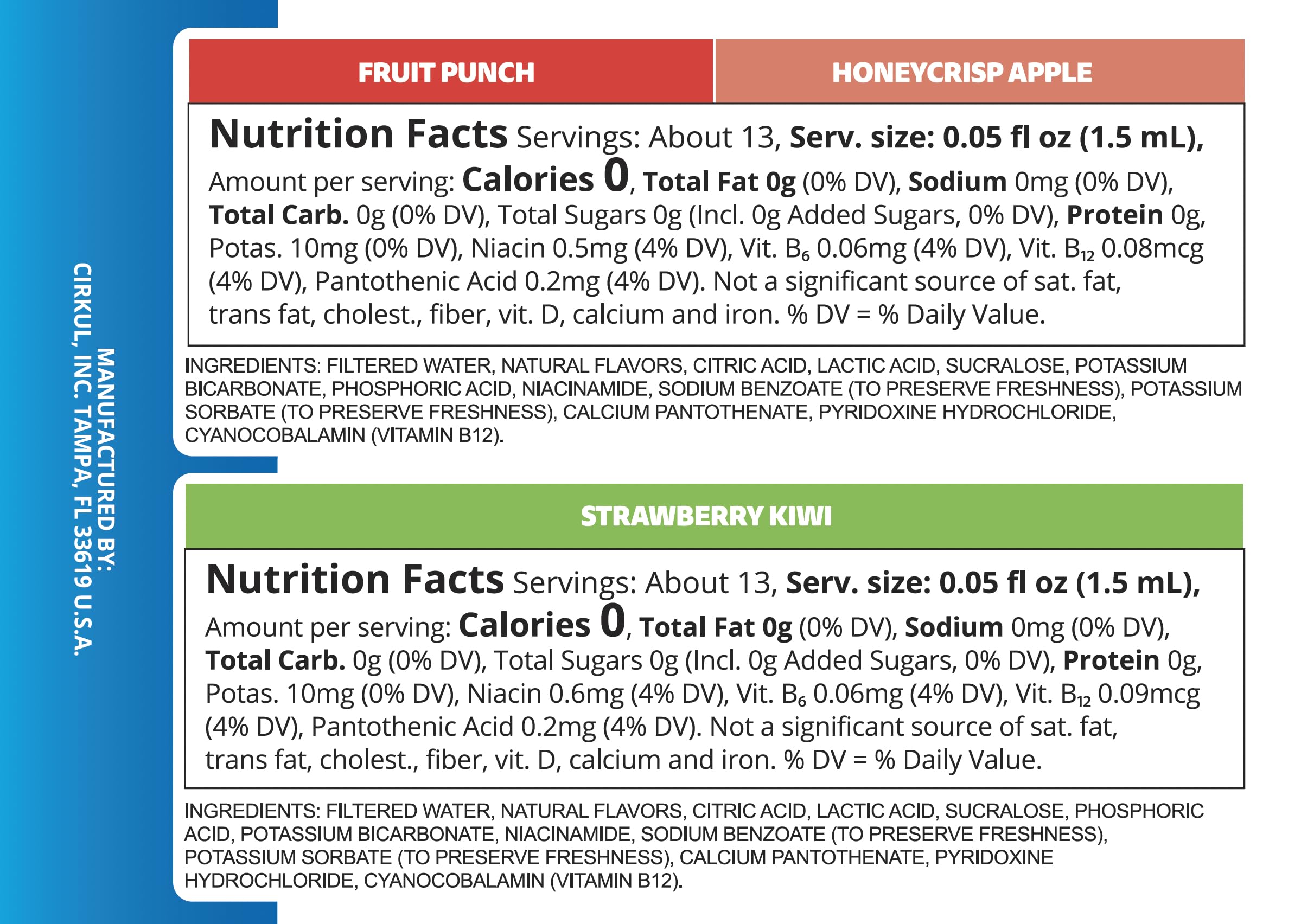 Cirkul LifeSip B-Vitamins Flavor Water Variety Pack, Makes 36 Drinks, No Sugar, Zero Calorie Drink Mix, (2 Fruit Punch, 2 Strawberry Kiwi, 2 Honeycrisp Apple)