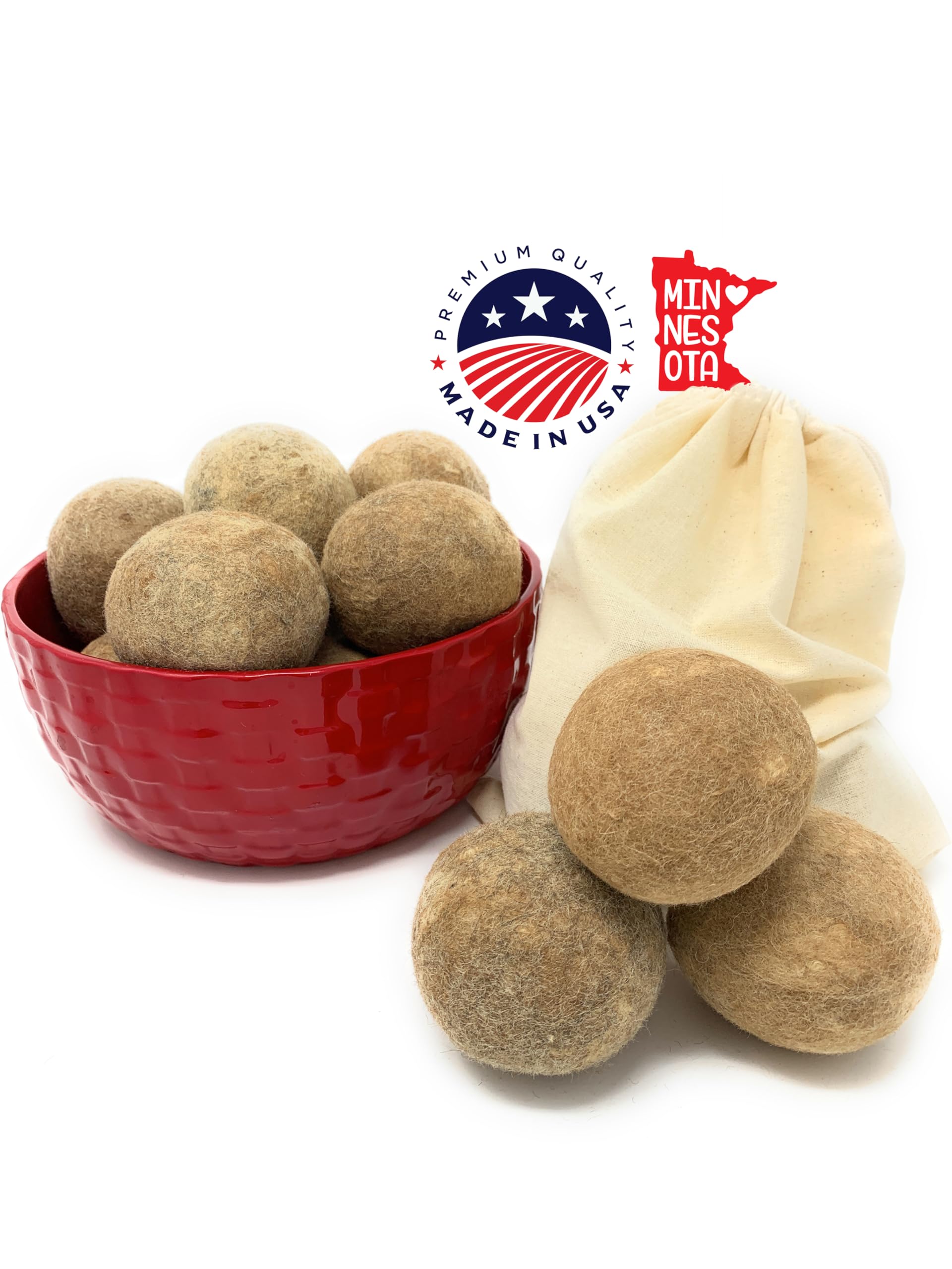 Alpaca Home 100% Alpaca Wool Dryer Balls - Felted - Set of 3 - Made in USA - All Natural Colors - Hypoallergenic