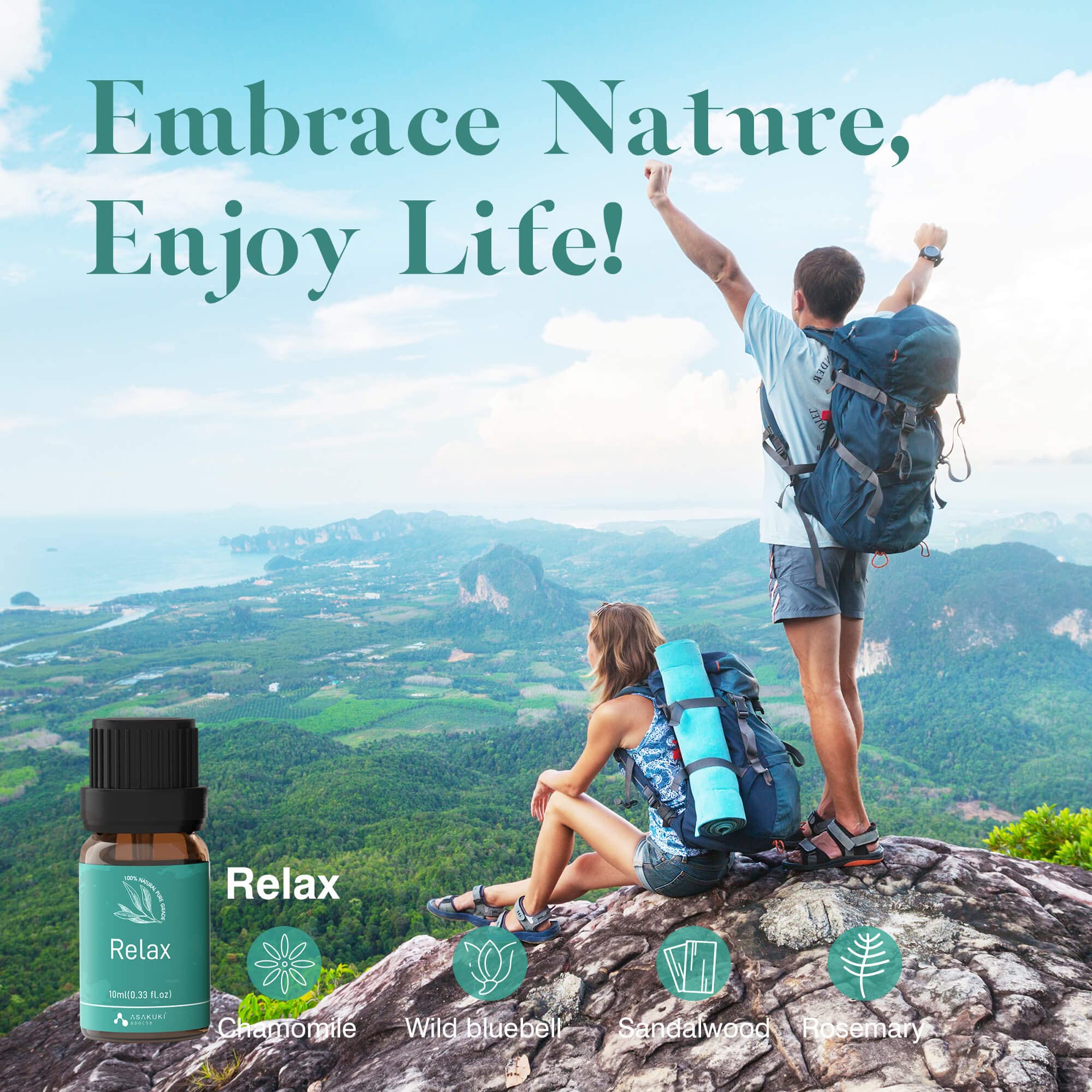 ASAKUKI 300ml Essential Oil Diffuser Set, Aroma Dffuser and Essential Oil Blends