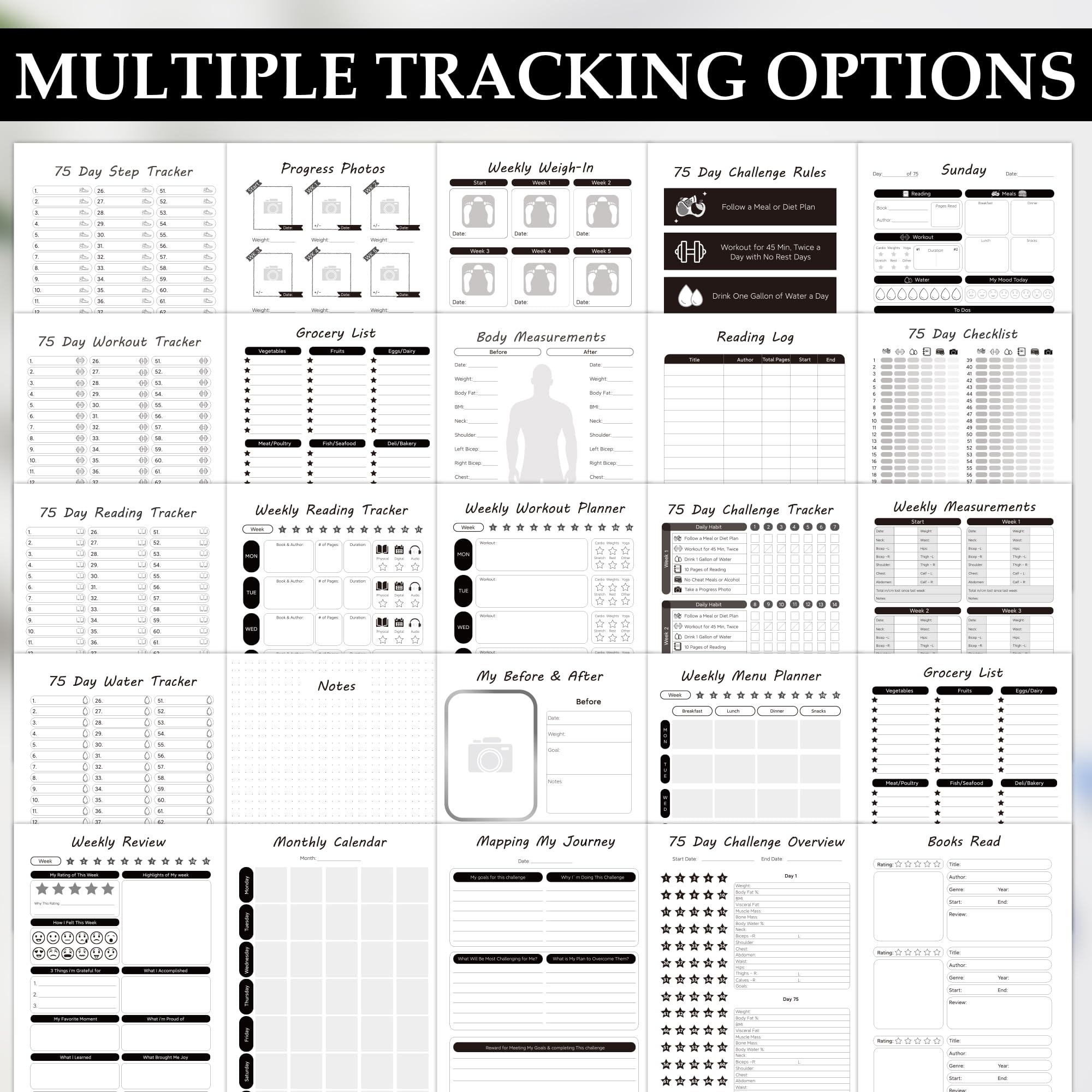 75 Day Hard Challenge Journal for Men or Women with PVC Cover – 75 Hard Challenge Book with Daily, Weekly, Monthly Planner & Wellness Trackers – 75 Challenge Planner Tracker for Fitness, Habits & Self-Care