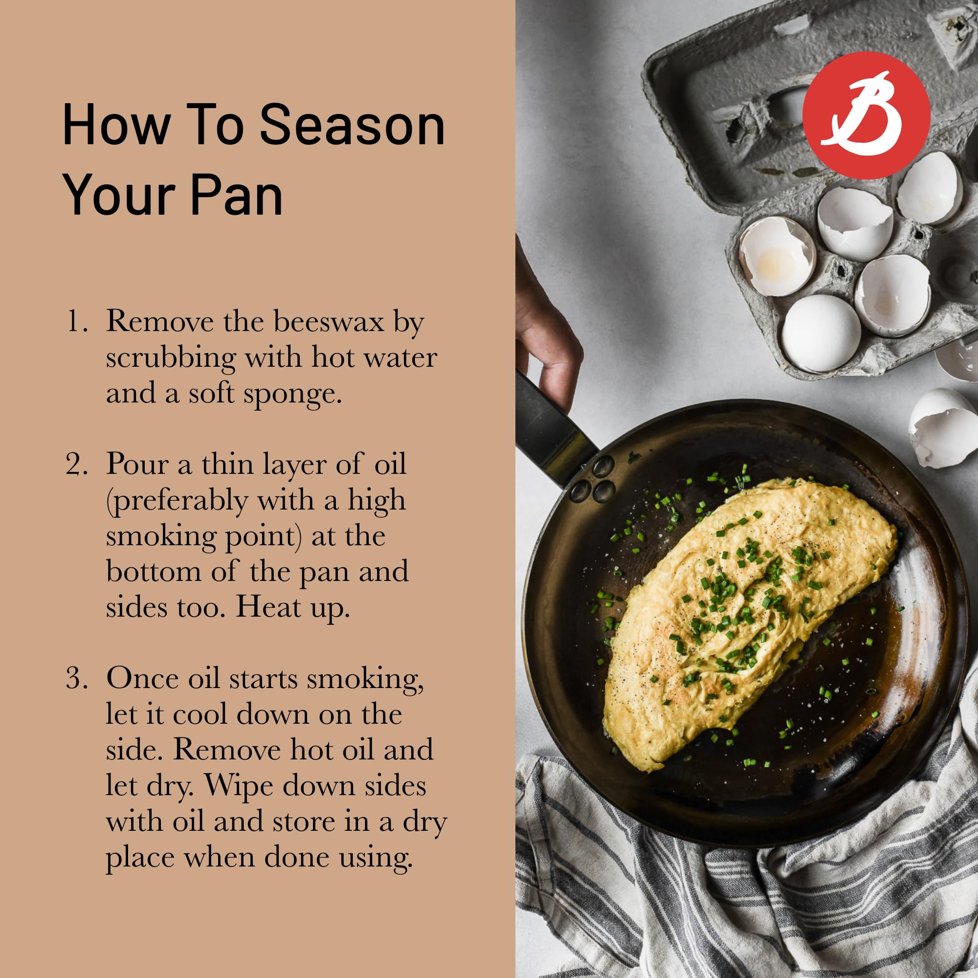 de Buyer MINERAL B Carbon Steel Fry Pan - 10.25” Diameter, 7.3” Cooking Surface - Ideal for Searing, Sauteing & Reheating - Naturally Non-Stick Finish - Made in France