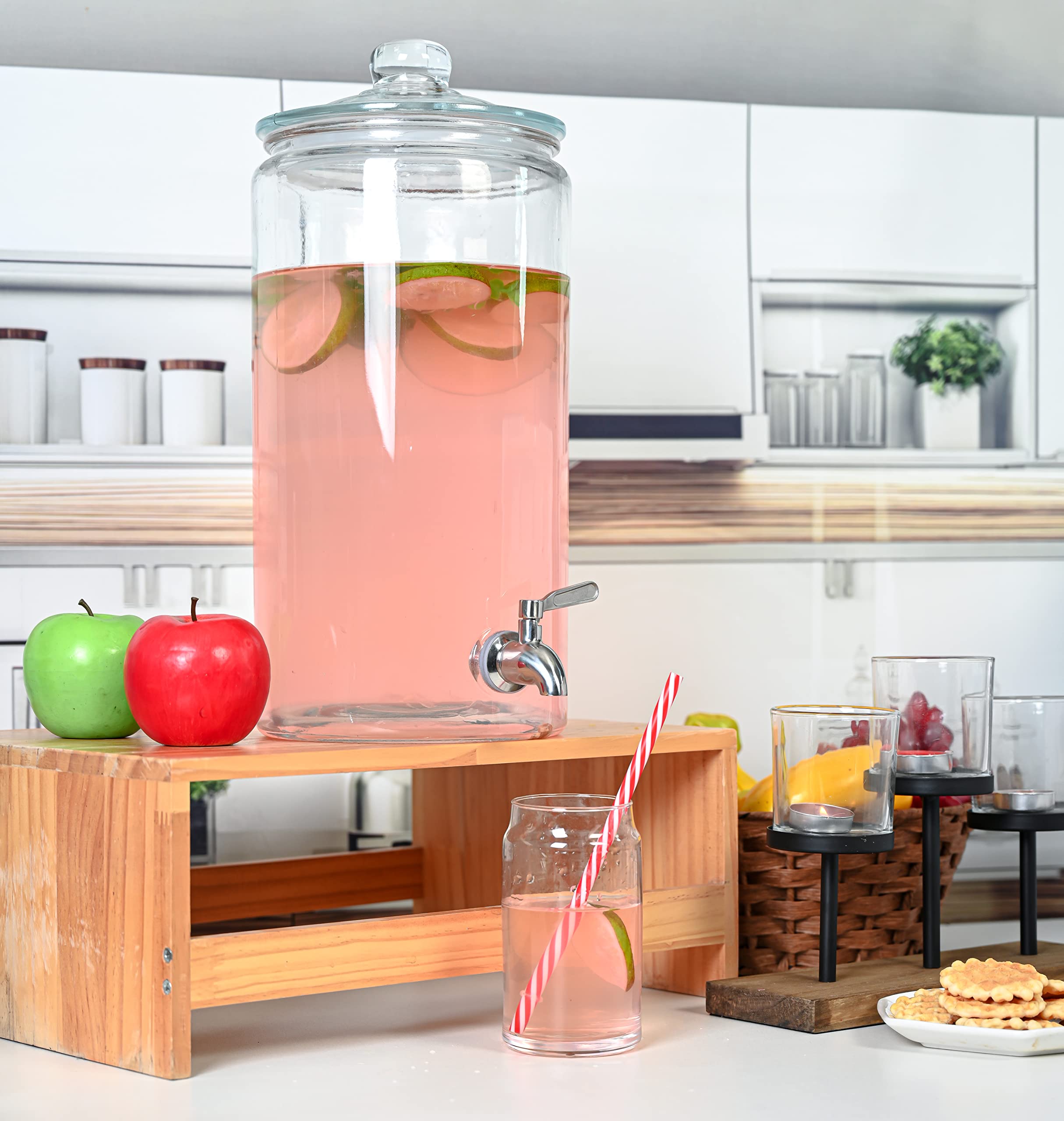 2 Gallon Beverage Serveware with Stainless Steel Spigot + Marker & Chalkboard