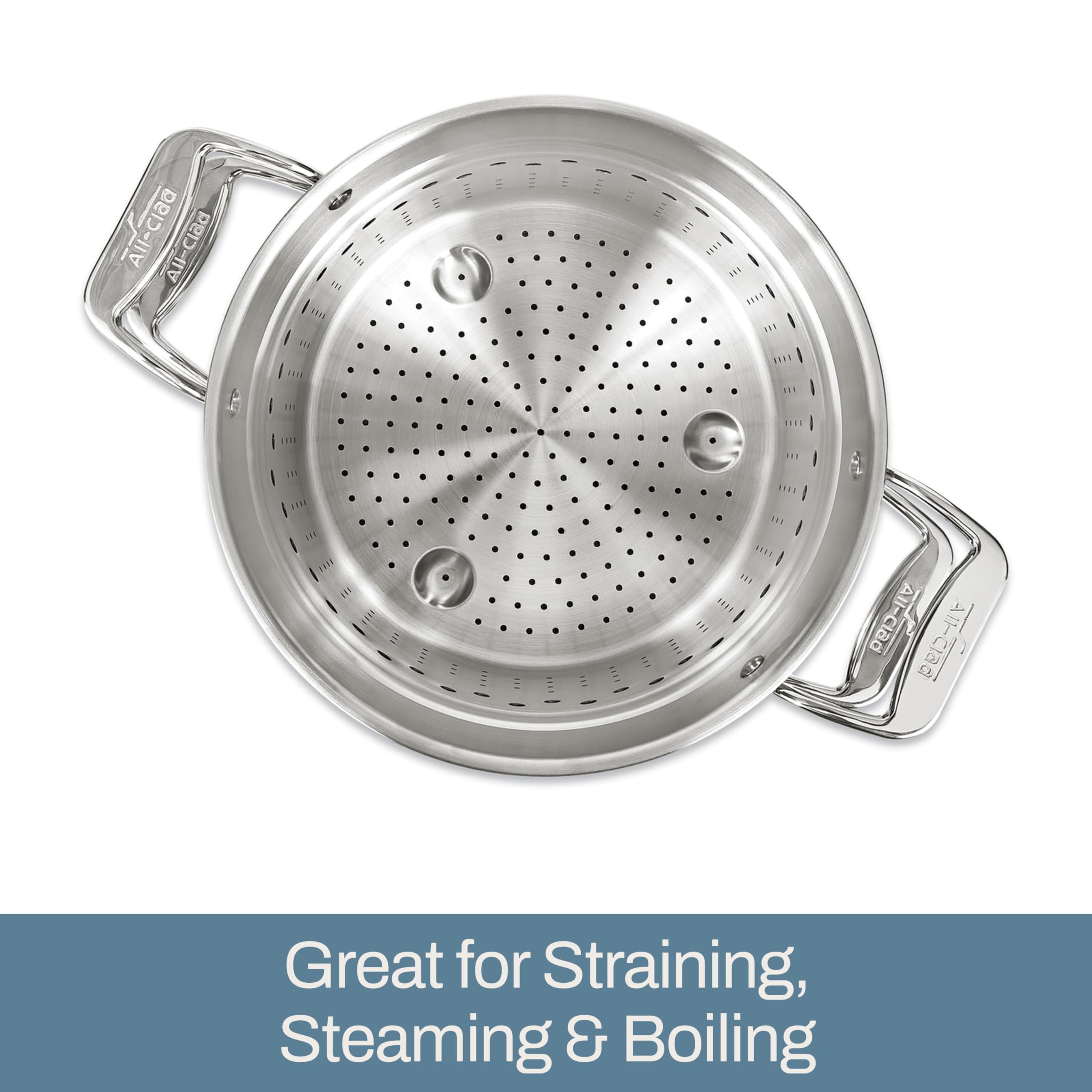 All-Clad Stockpot 12 qt Stainless Steel Multipot With Insert & Lid, Stainless Steel Pot, Induction, Oven Broiler Safe 600F Skillet, Professional Cookware, Silver