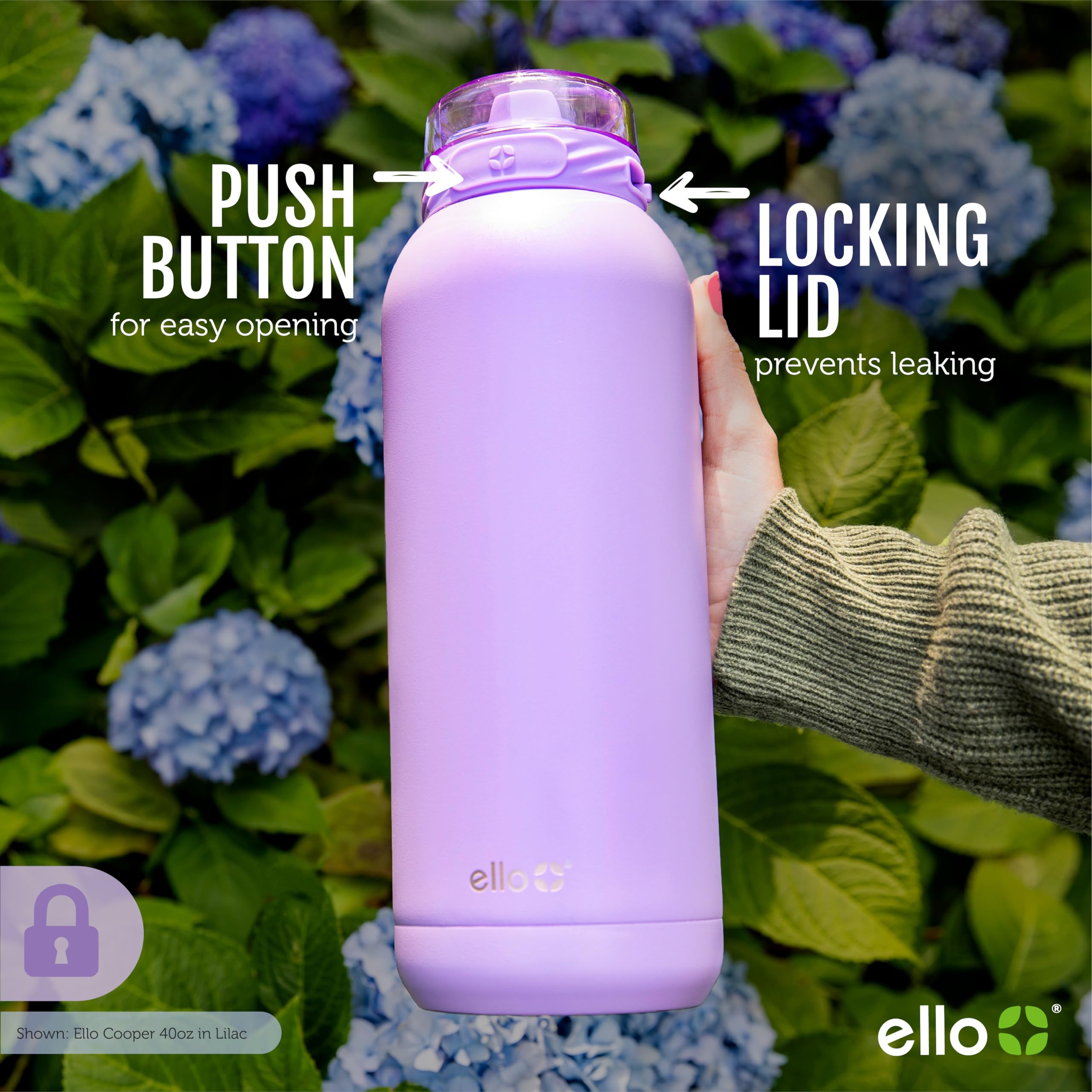 Ello Cooper 32oz Stainless Steel Water Bottle Vacuum Insulated with Straw and Carry Handle, Leak Proof Locking Lid with Soft Silicone Spout, Dishwasher Safe, Butter Yellow