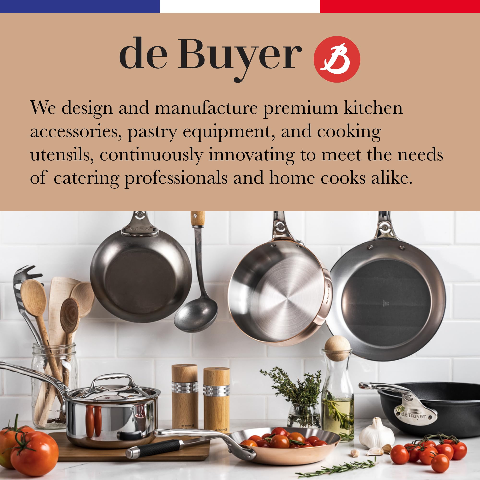de Buyer MINERAL B Carbon Steel Fry Pan - 10.25” Diameter, 7.3” Cooking Surface - Ideal for Searing, Sauteing & Reheating - Naturally Non-Stick Finish - Made in France