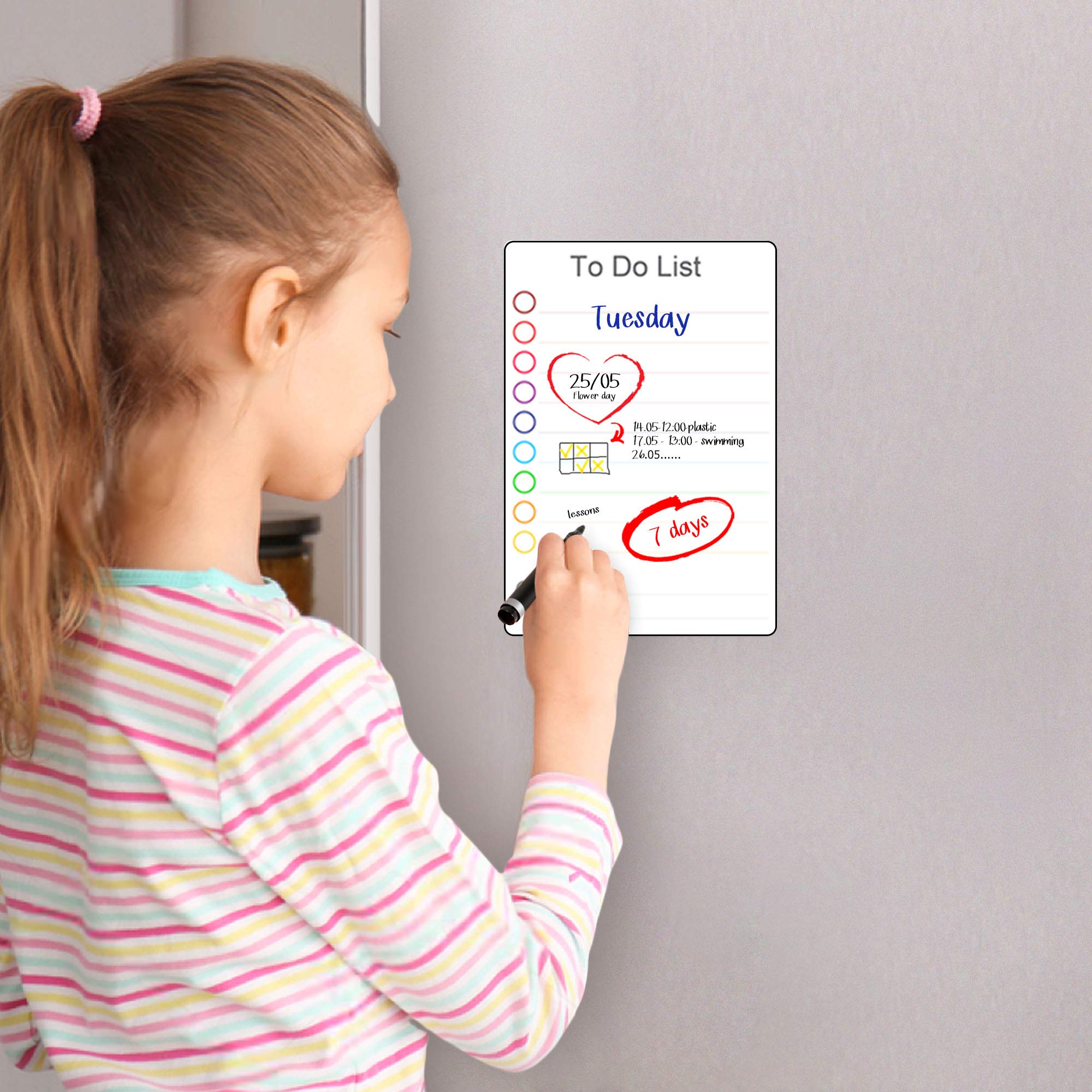 Small Magnetic to Do List for Locker 5x7 - Dry Erase Magnetic to Do List for Fridge - Magnet to Do List for Refrigerator - Mini Lined Magnetics Whiteboard for Locker - Daily to Do List Checklist