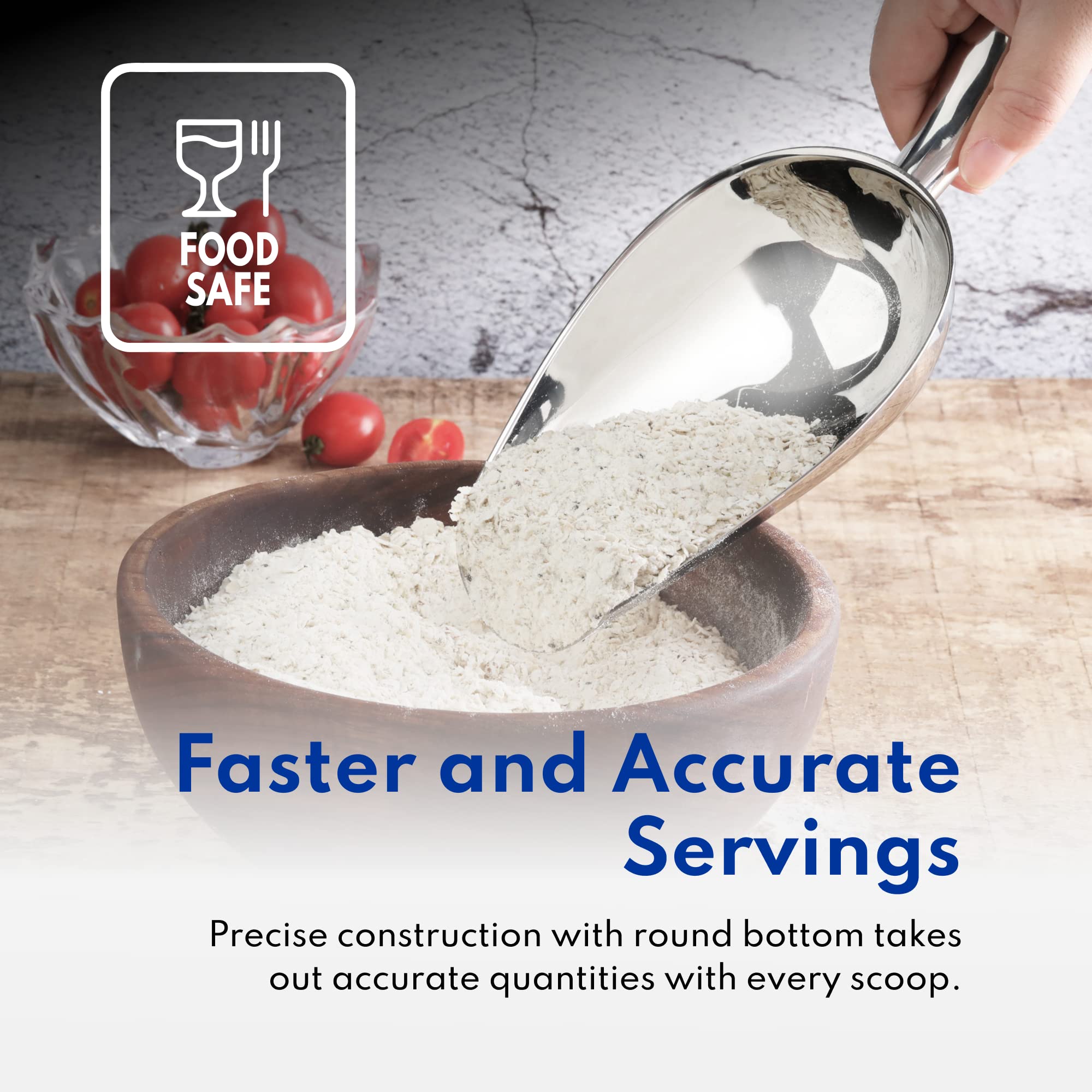 New Star Foodservice Restaurant Grade Stainless Steel Bar Ice Flour Utility Scoop, 24-Ounce