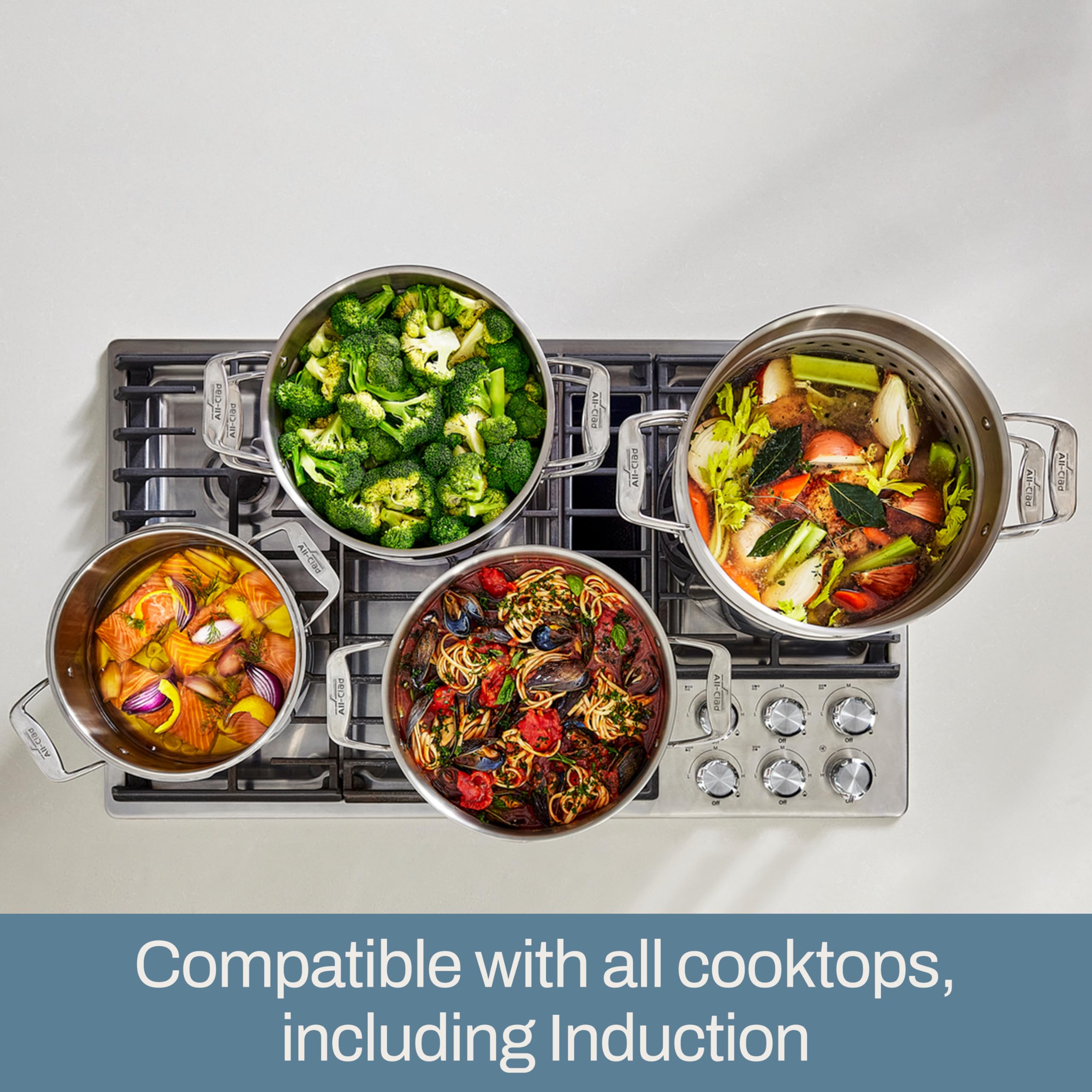 All-Clad Stockpot 12 qt Stainless Steel Multipot With Insert & Lid, Stainless Steel Pot, Induction, Oven Broiler Safe 600F Skillet, Professional Cookware, Silver