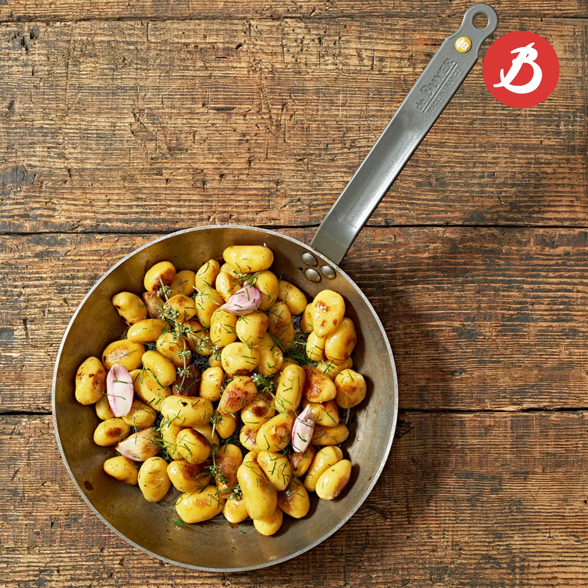 de Buyer MINERAL B Carbon Steel Fry Pan - 10.25” Diameter, 7.3” Cooking Surface - Ideal for Searing, Sauteing & Reheating - Naturally Non-Stick Finish - Made in France