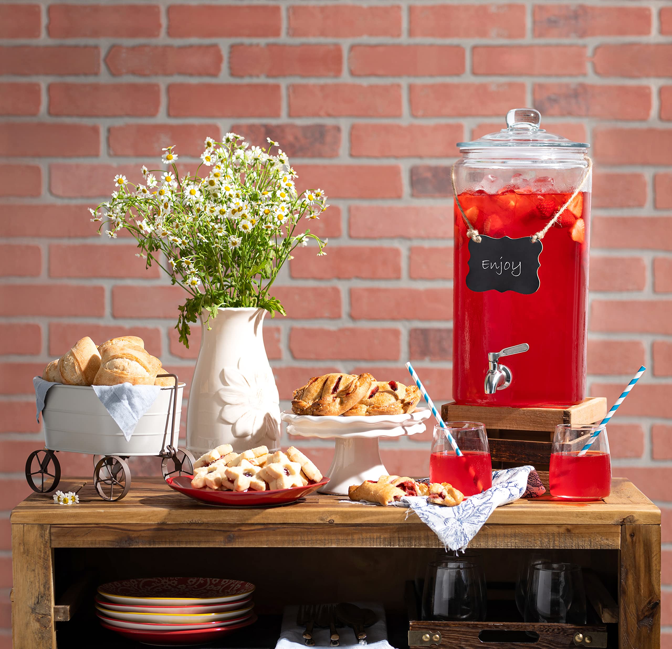 2 Gallon Beverage Serveware with Stainless Steel Spigot + Marker & Chalkboard