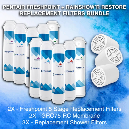 Pentair Freshpoint 5 Stage + Rainshow'r Restore Replacement Filter Bundle