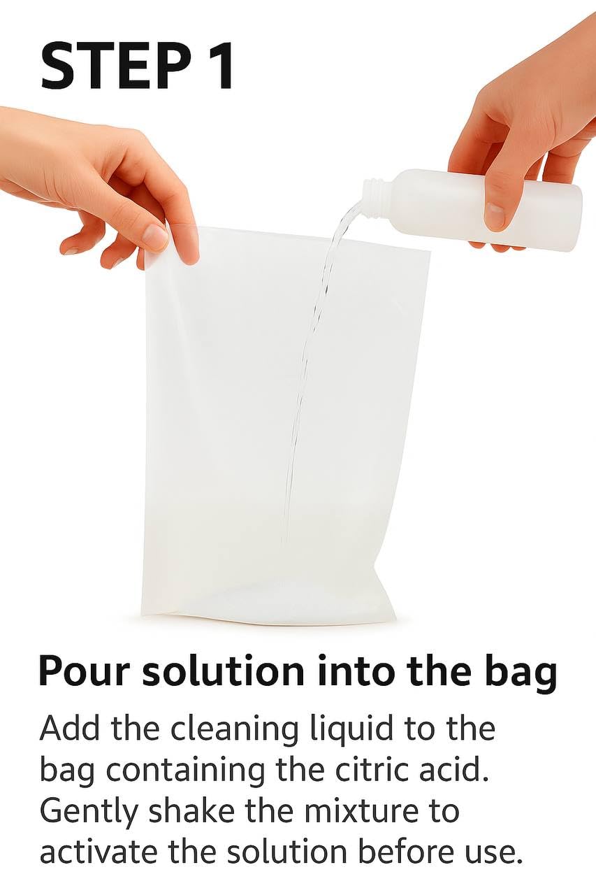 NoScale Pro Shower Head Descaling Kit – Cleaner for Shower Heads Only – Removes Limescale, Calcium & Hard Water Deposits – Eco-Friendly Vinegar & Citric Acid Formula with Tools – Made in USA