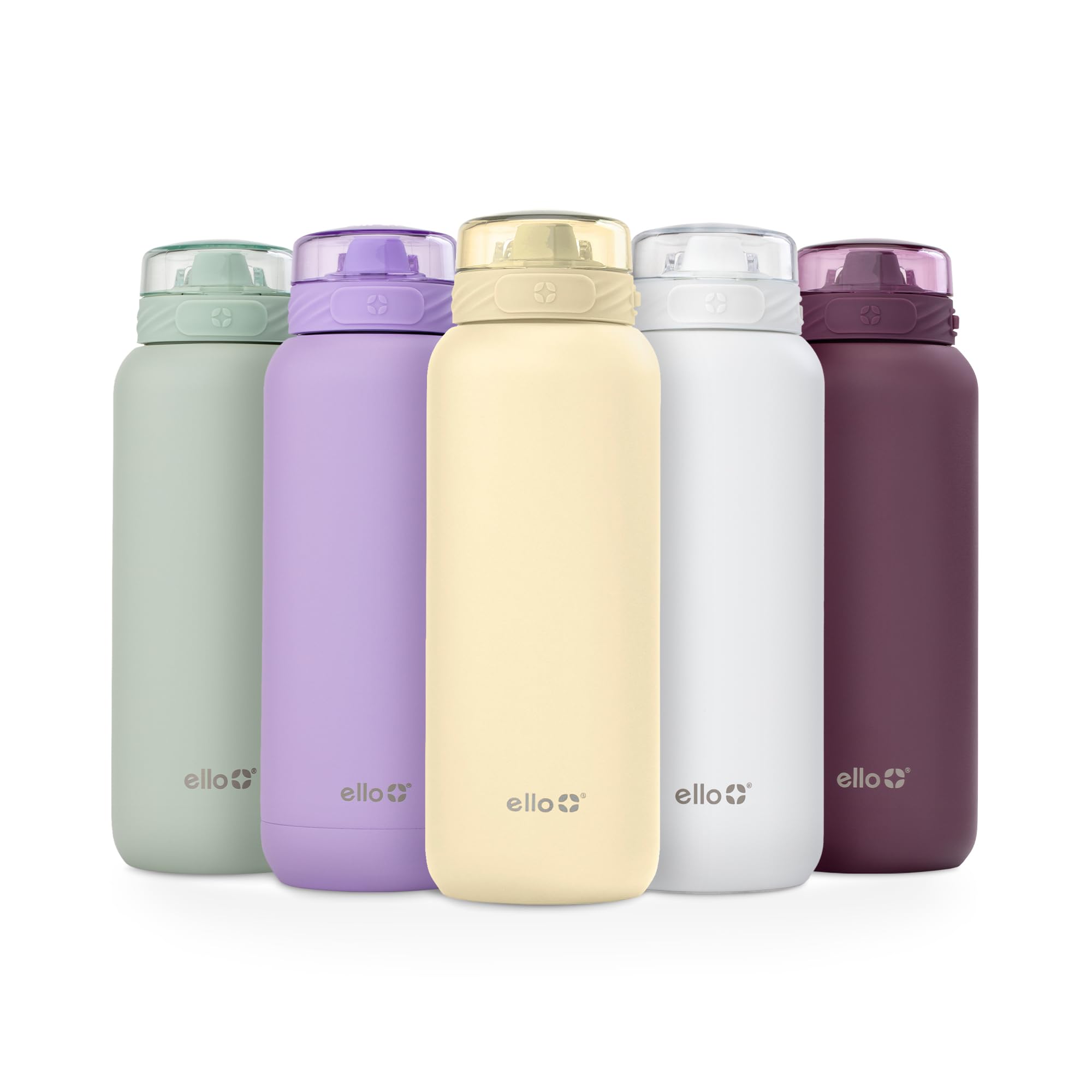 Ello Cooper 32oz Stainless Steel Water Bottle Vacuum Insulated with Straw and Carry Handle, Leak Proof Locking Lid with Soft Silicone Spout, Dishwasher Safe, Butter Yellow