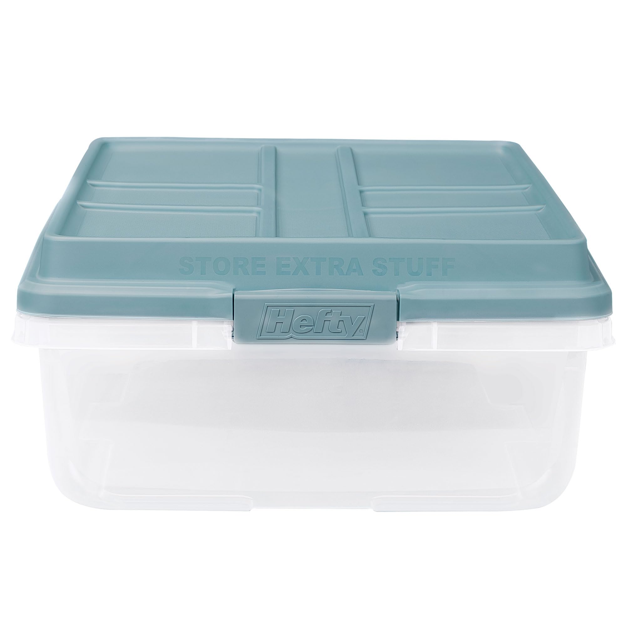 Hefty HI-RISE 40 Qt Stackable Storage Bins with Lids – 6 Pack Clear Plastic Under Bed Storage Containers, Shoe Organizer Boxes with XL Lid-Locking Latches, Comfort-Grip Handles, Durable Double Rim