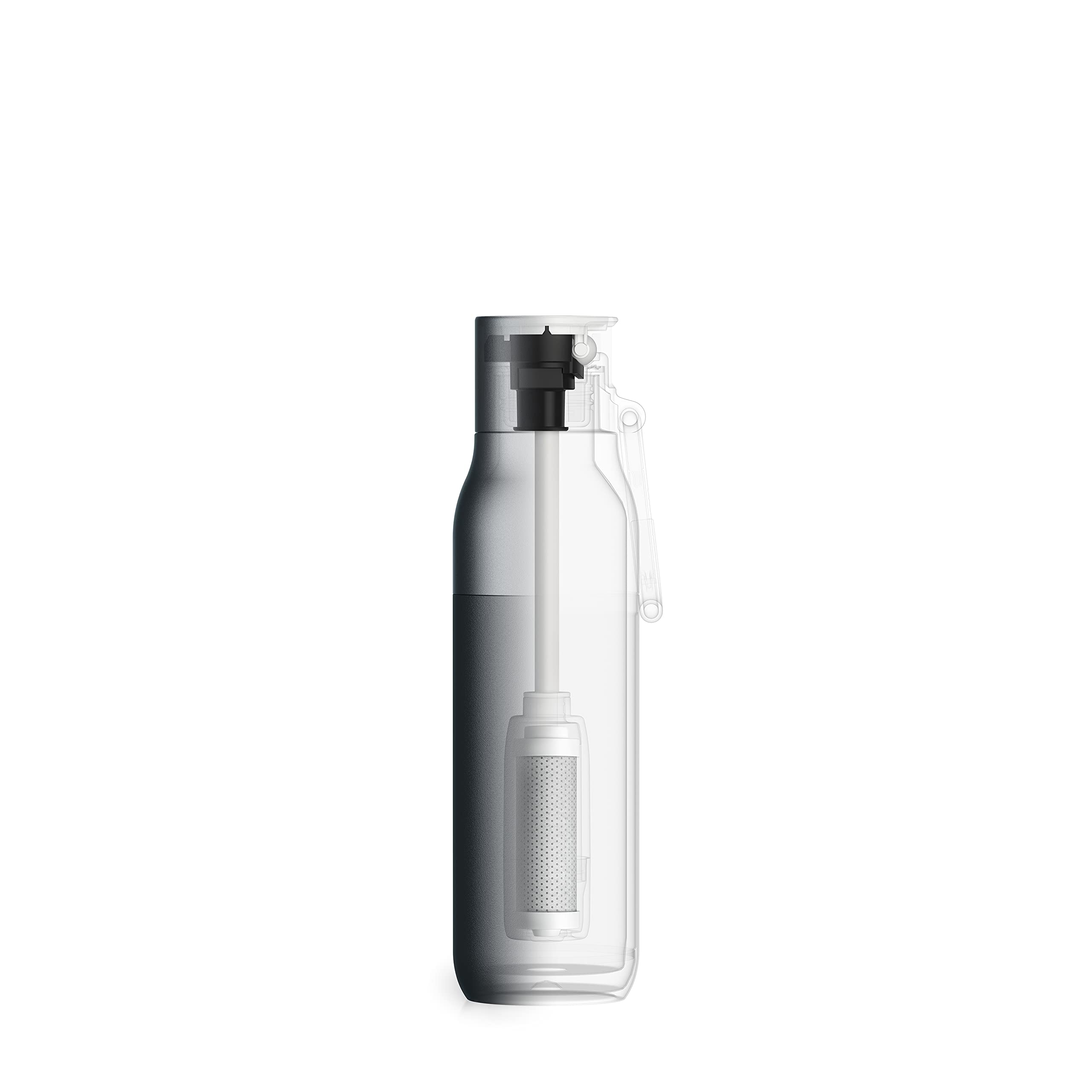LARQ Bottle Filtered - Insulated Stainless Steel Water Bottle BPA Free with Nano Zero Technology and Long-Lasting Filters, Obsidian Black, 25oz