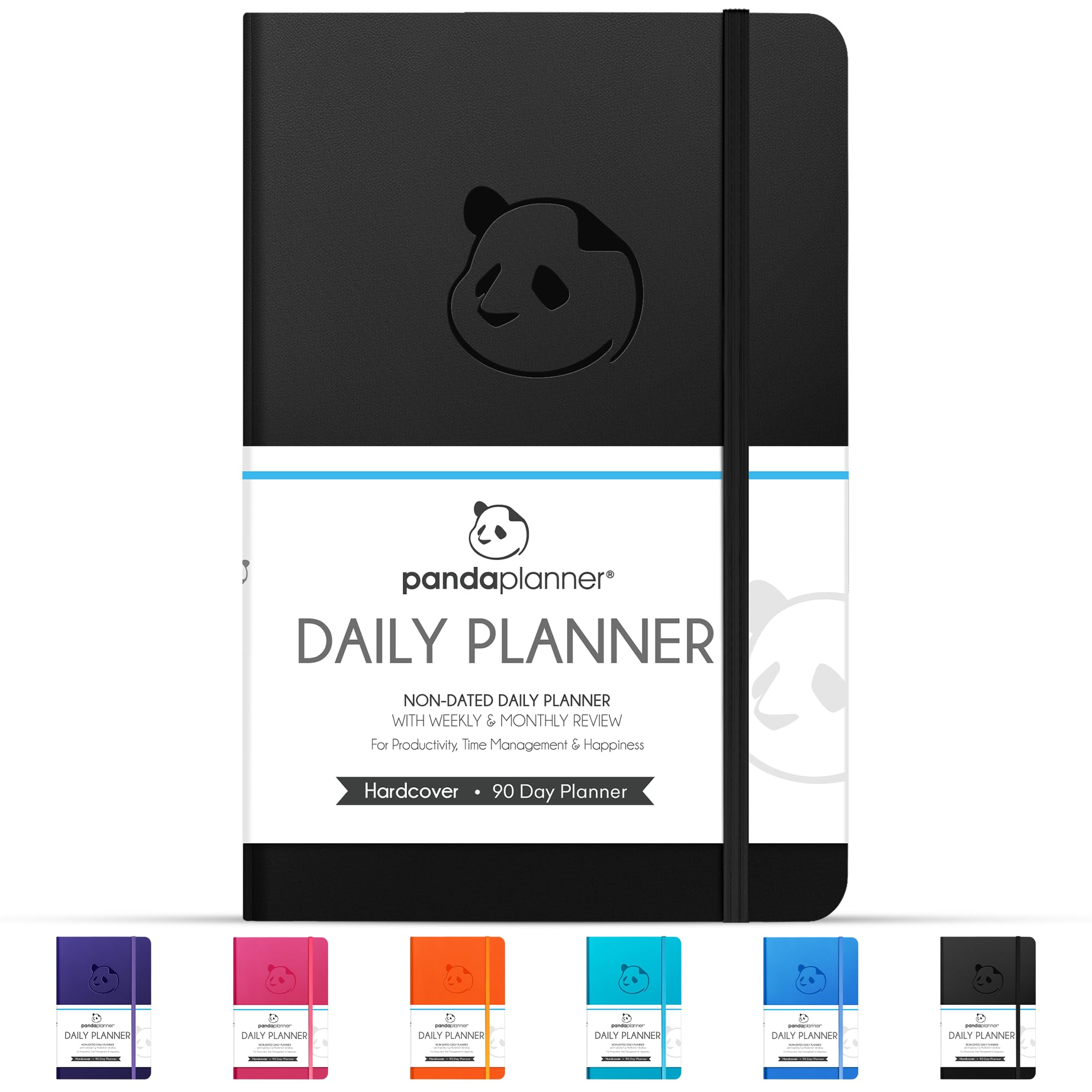 Panda Planner Classic A5 Daily Planner 2026 - Undated Quarterly & Productivity Planner with Hourly Schedule, To Do List, Daily Journal, Goal Planner, Habit Tracker & Gratitude Organizer – Black