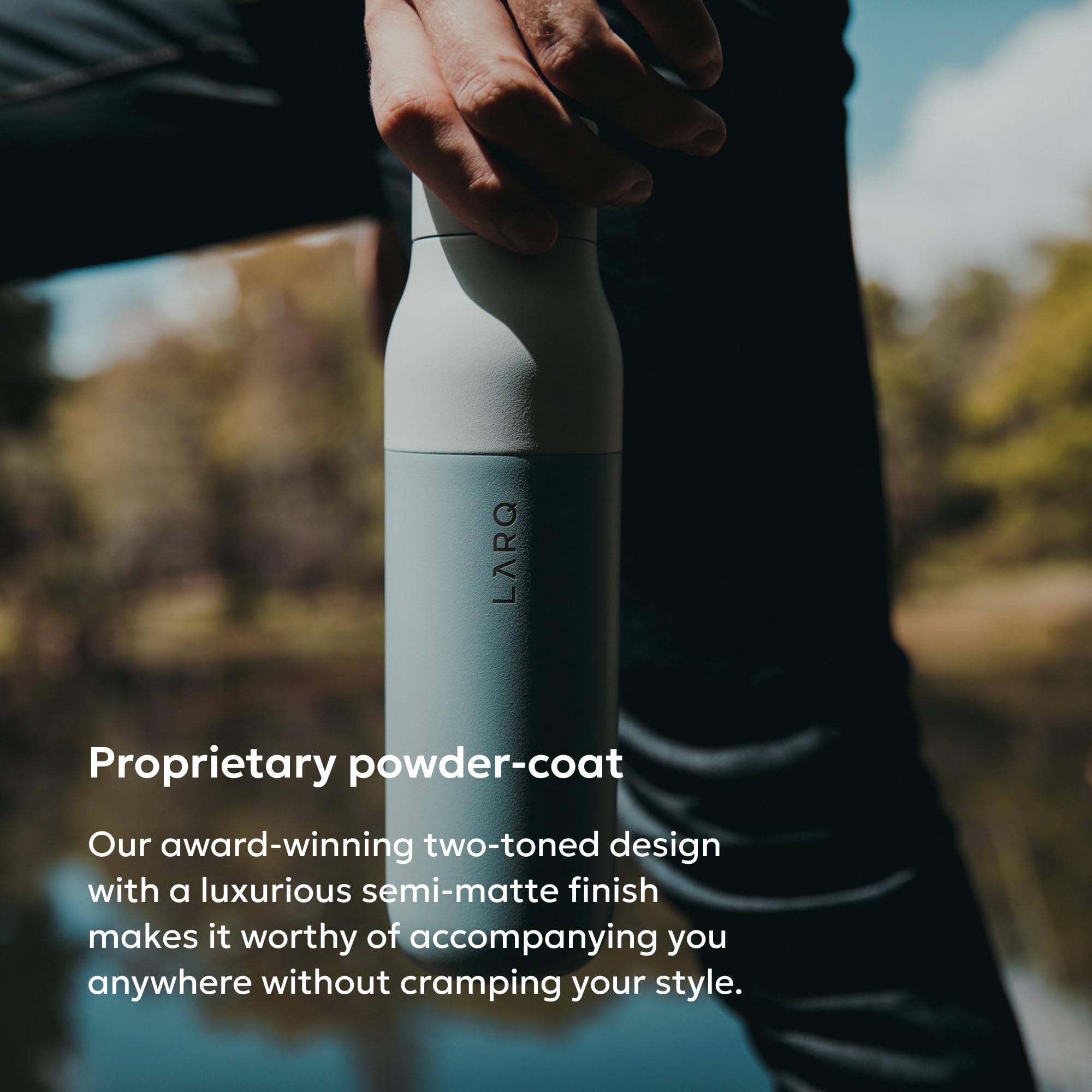 LARQ Bottle Twist Top 17 oz - Insulated Stainless Steel Water Bottle | BPA Free | Reusable Water Bottle for Camping, Office, and Travel | Keep Drinks Cold and Hot, Seaside Mint