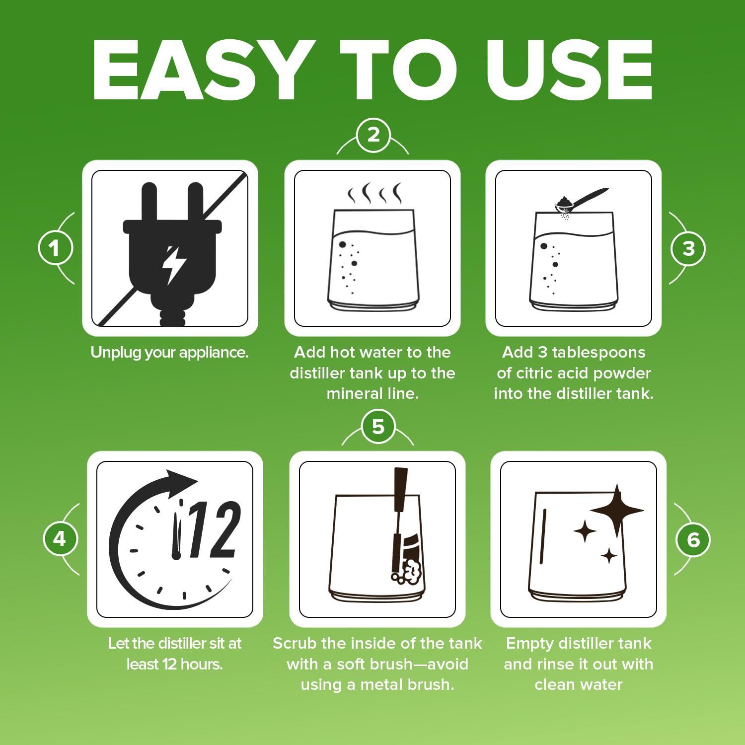 Citric Acid for Cleaning & Descaling Water Distillers, Kettles, Pots, Boilers, Dispensers, Citrus Acid Powder Descaler, Removes Limescale, Mineral Buildup, Hardwater Stains, Residue Fast 2LB Bulk