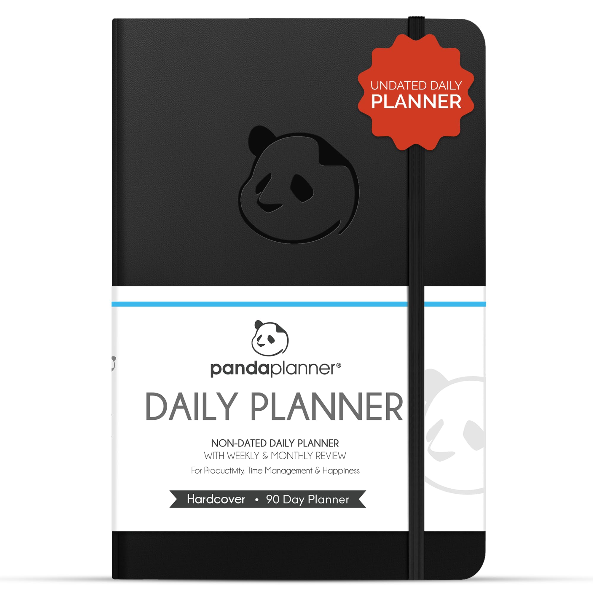Panda Planner Classic A5 Daily Planner 2026 - Undated Quarterly & Productivity Planner with Hourly Schedule, To Do List, Daily Journal, Goal Planner, Habit Tracker & Gratitude Organizer – Black