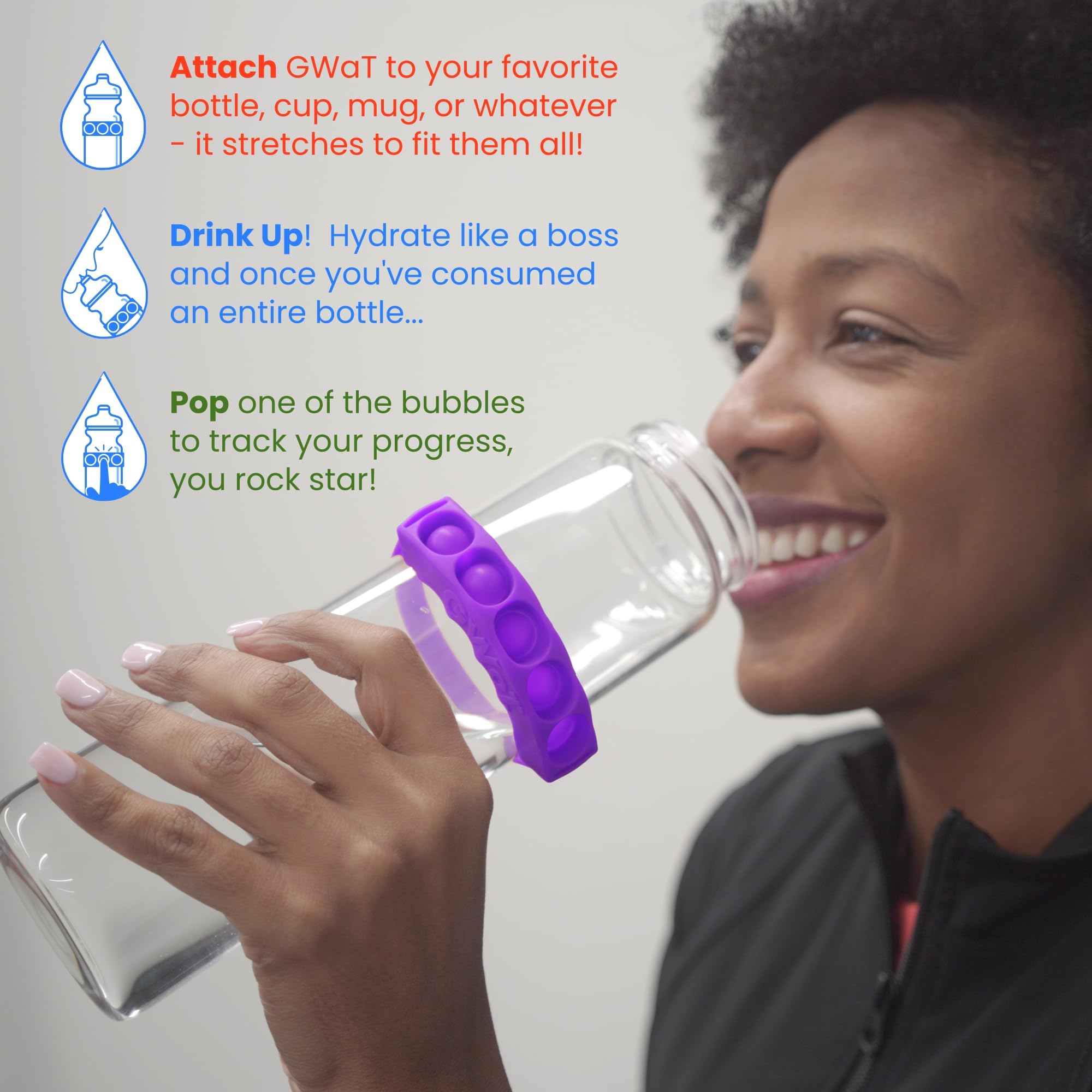 GWaT - Hydration Tracker for Water Bottles, Helps You Drink More (Star Apple)