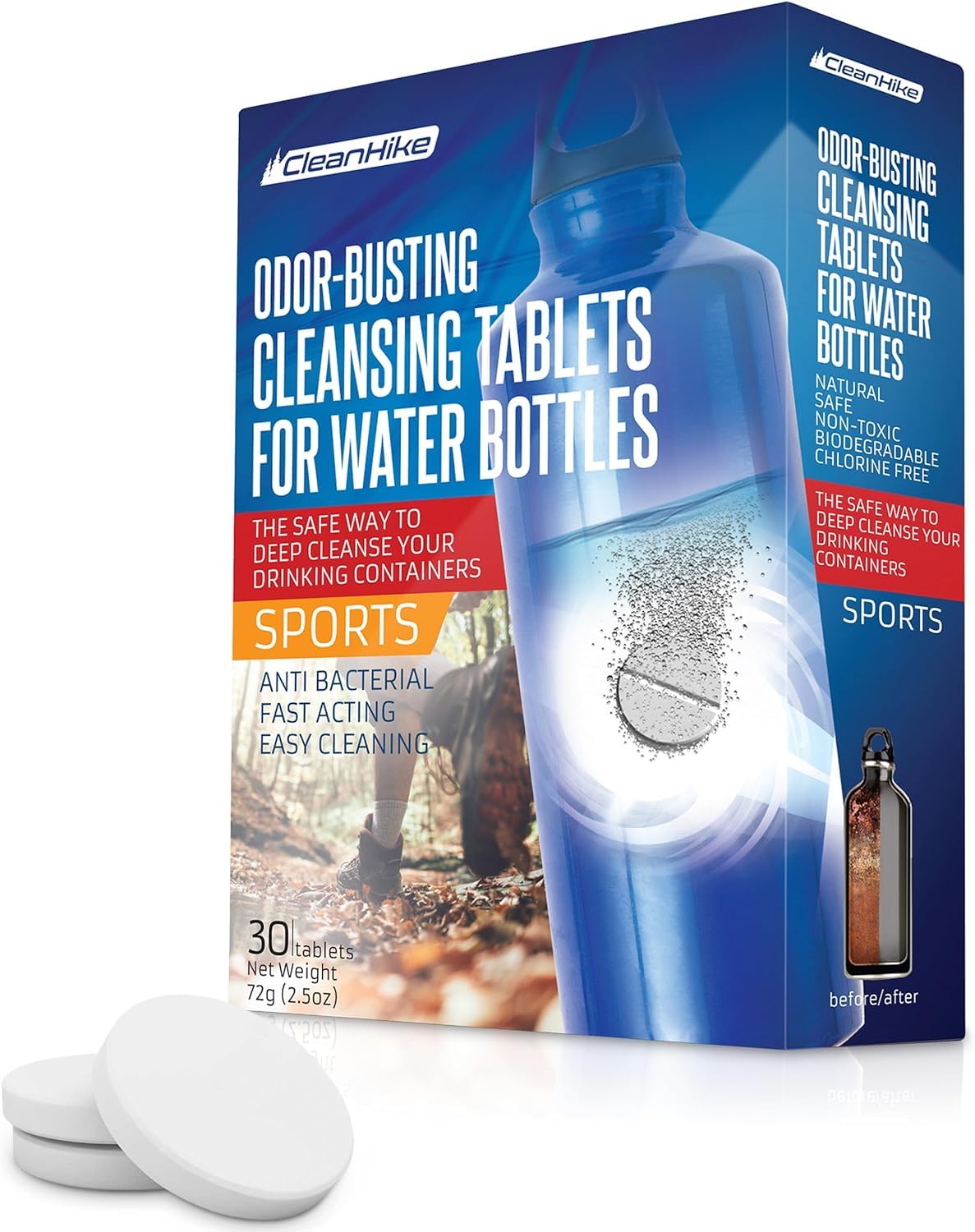 Tumbler Water Bottle Cleaning Tablets - All Natural Ingredient, Great for All Stainless, Plastics, Ceramic and Glass Drinking Containers, Individually Packed (36 Count)