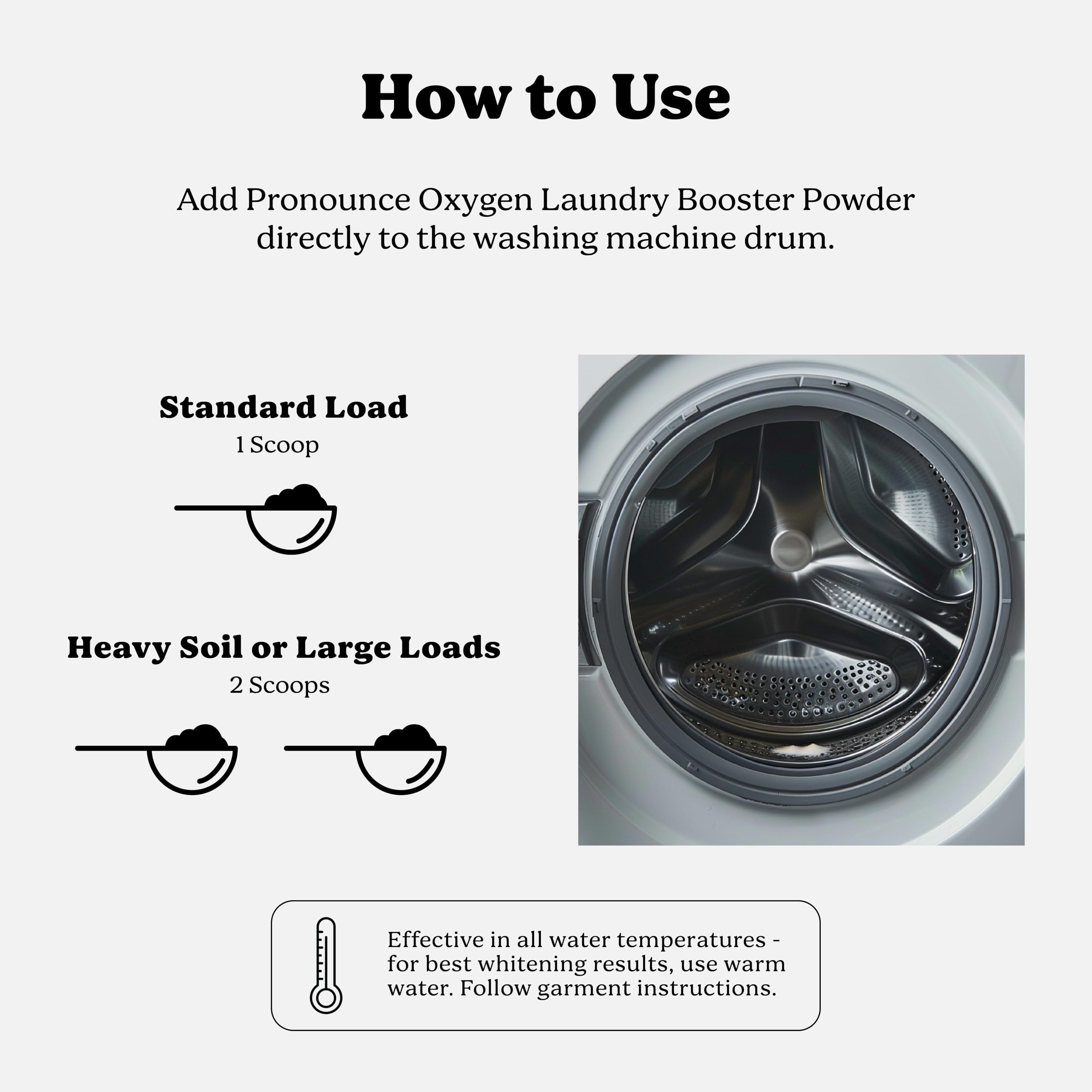 Pronounce Oxygen Laundry Booster with Enzymes - Brightens White & Tough on Stains, Fights Odor. Stain Remover, Cleaner Ingredients, Fragrance Free - Ultra Concentrated, HE - 60 Loads (Unscented)