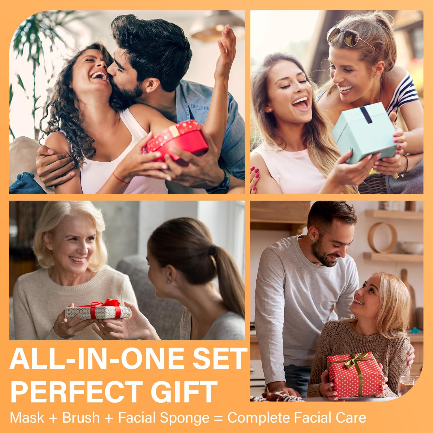 Facial Clay Mask Set - Vitamin C Turmeric Face Mask, Dead Sea Mud & Salicylic Acid (BHA) Mask for Pore Cleansing, Brightening, Blackheads & Dark Spots, Face Masks Skincare Gift for Women, 2.82 oz each