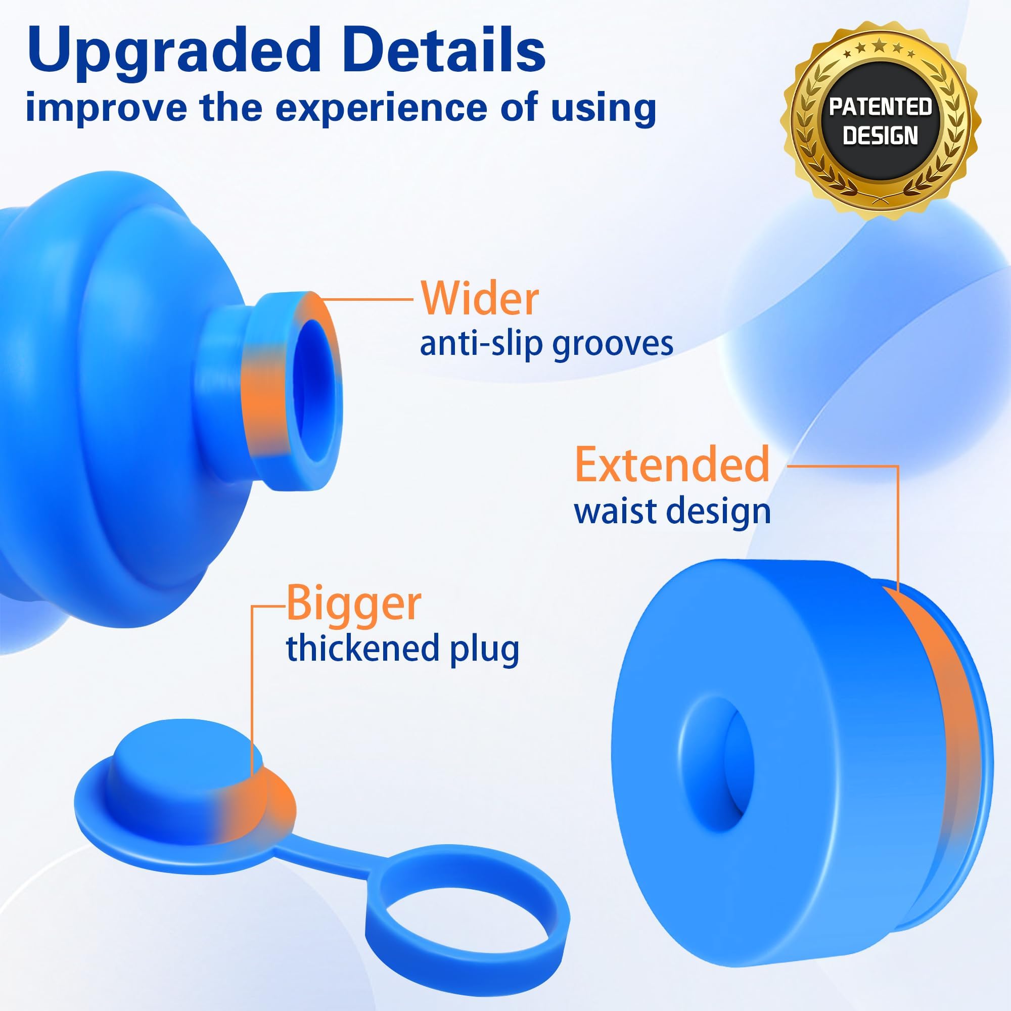 Gofriipai 3 and 5 Gallon Water Jug Cap, Silicone Reusable Replacement Cap, Non Spill Bottle Caps for 55mm Bottle Water Dispenser Caps - Pack of 10