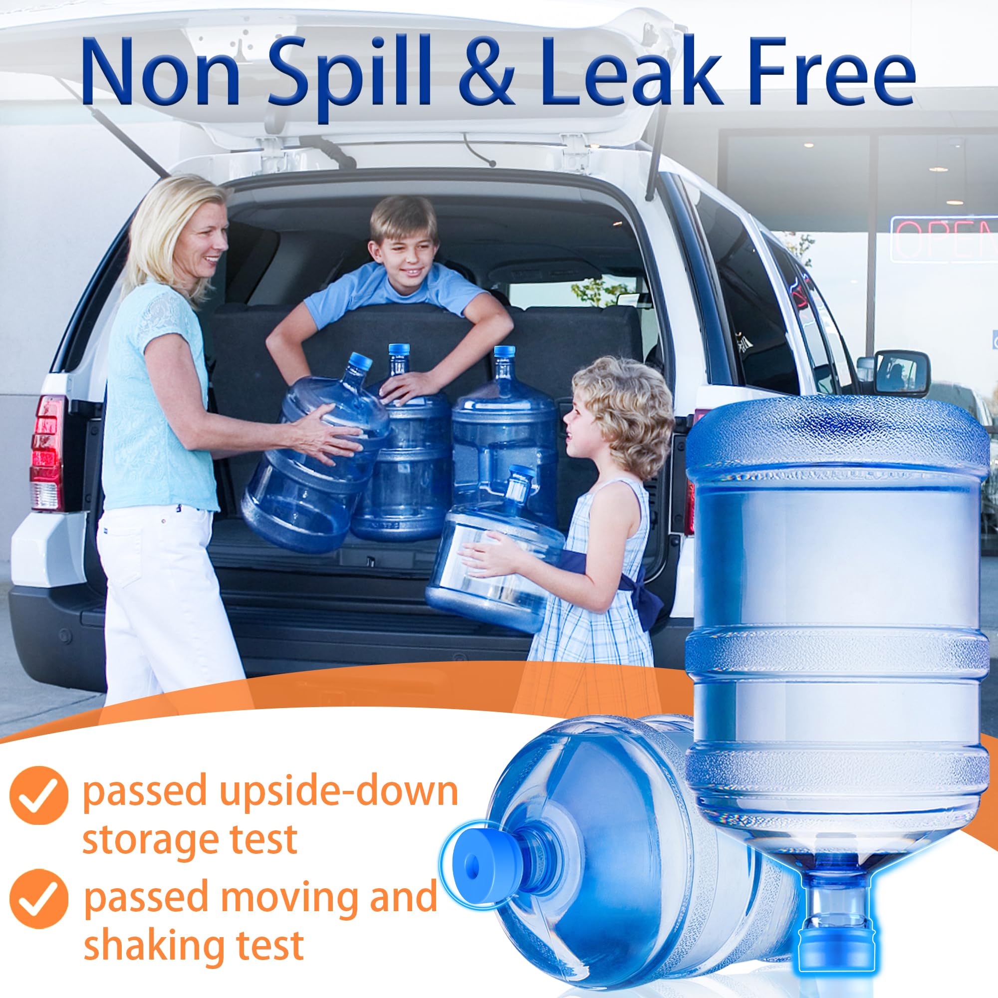 Gofriipai 3 and 5 Gallon Water Jug Cap, Silicone Reusable Replacement Cap, Non Spill Bottle Caps for 55mm Bottle Water Dispenser Caps - Pack of 3