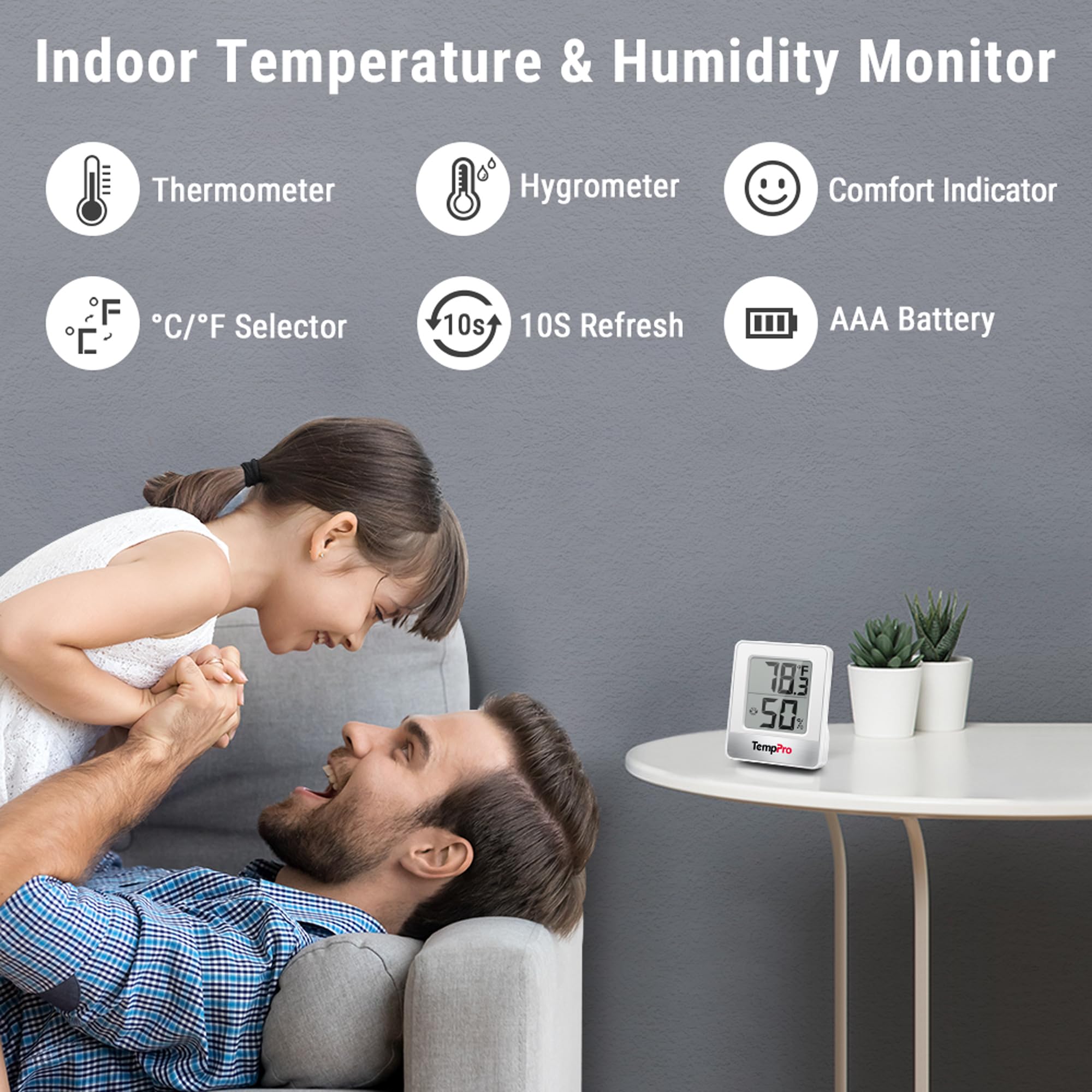 TempPro TP49 Digital Hygrometer Indoor Thermometer Humidity Meter Room Thermometer with Temperature and Humidity Monitor Mini Hygrometer Outdoor Thermometer (Previously ThermoPro)