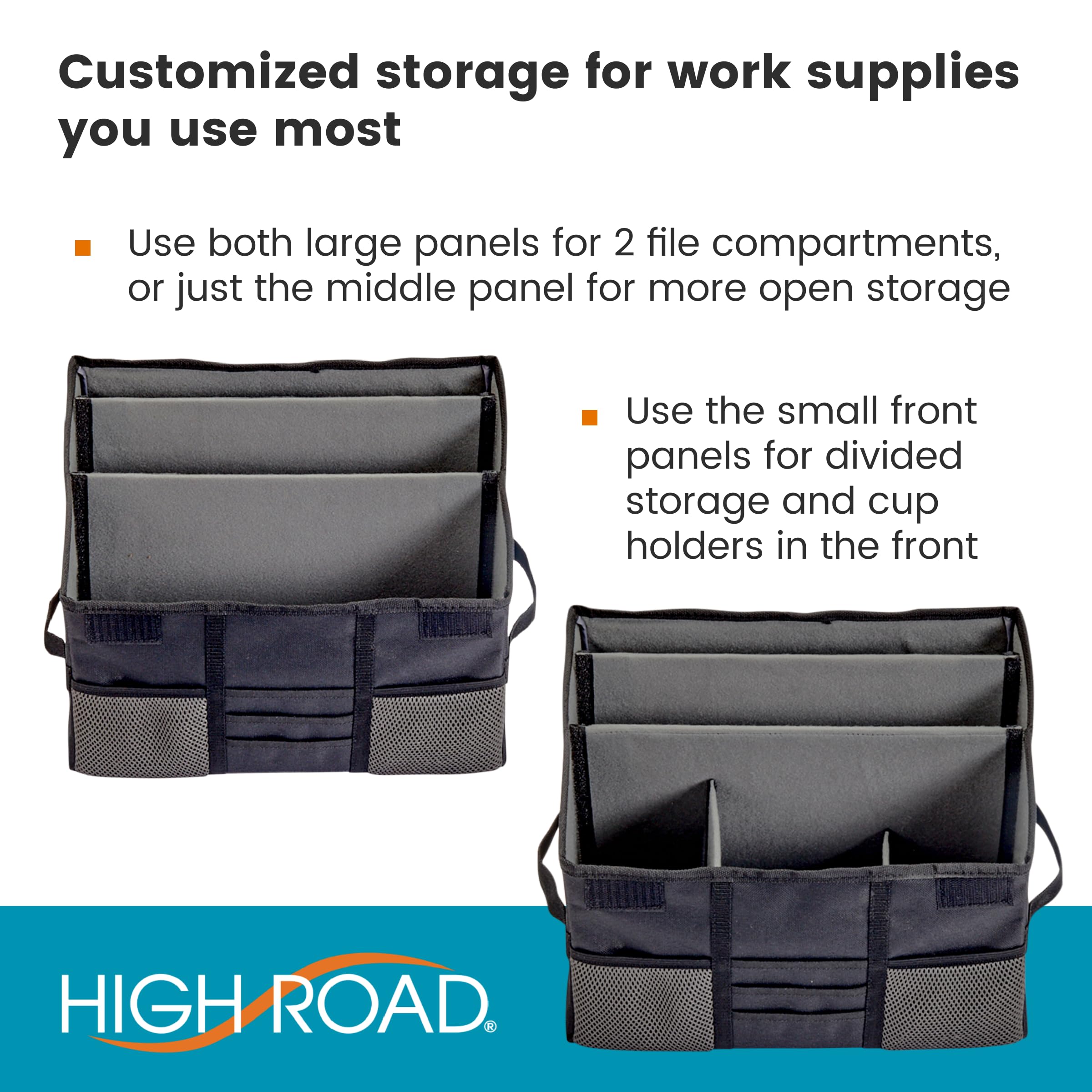 High Road Carganizer Front Seat Car Office Organizer and Mobile Office Work Truck Organizer with Filing Dividers and Desk Top Cover