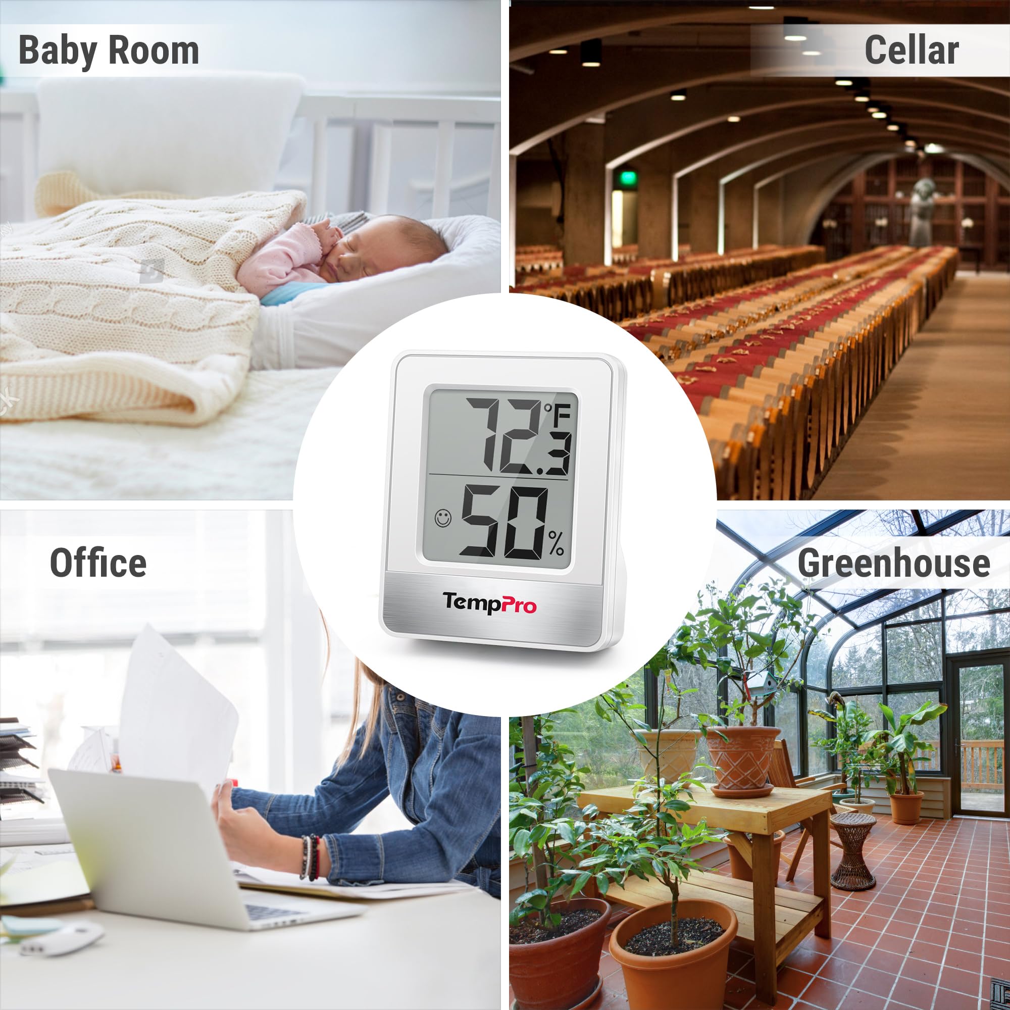TempPro TP49 Digital Hygrometer Indoor Thermometer Humidity Meter Room Thermometer with Temperature and Humidity Monitor Mini Hygrometer Outdoor Thermometer (Previously ThermoPro)