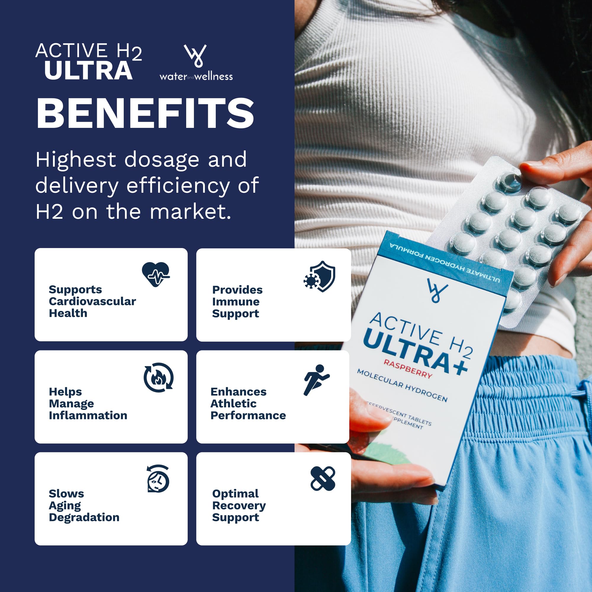 Active H2 Ultra+ Hydrogen Water Tablet, Natural Raspberry. Optimize Health, Support Immunity, and Balance Antioxidants with Benefits of Molecular Hydrogen 30 Servings
